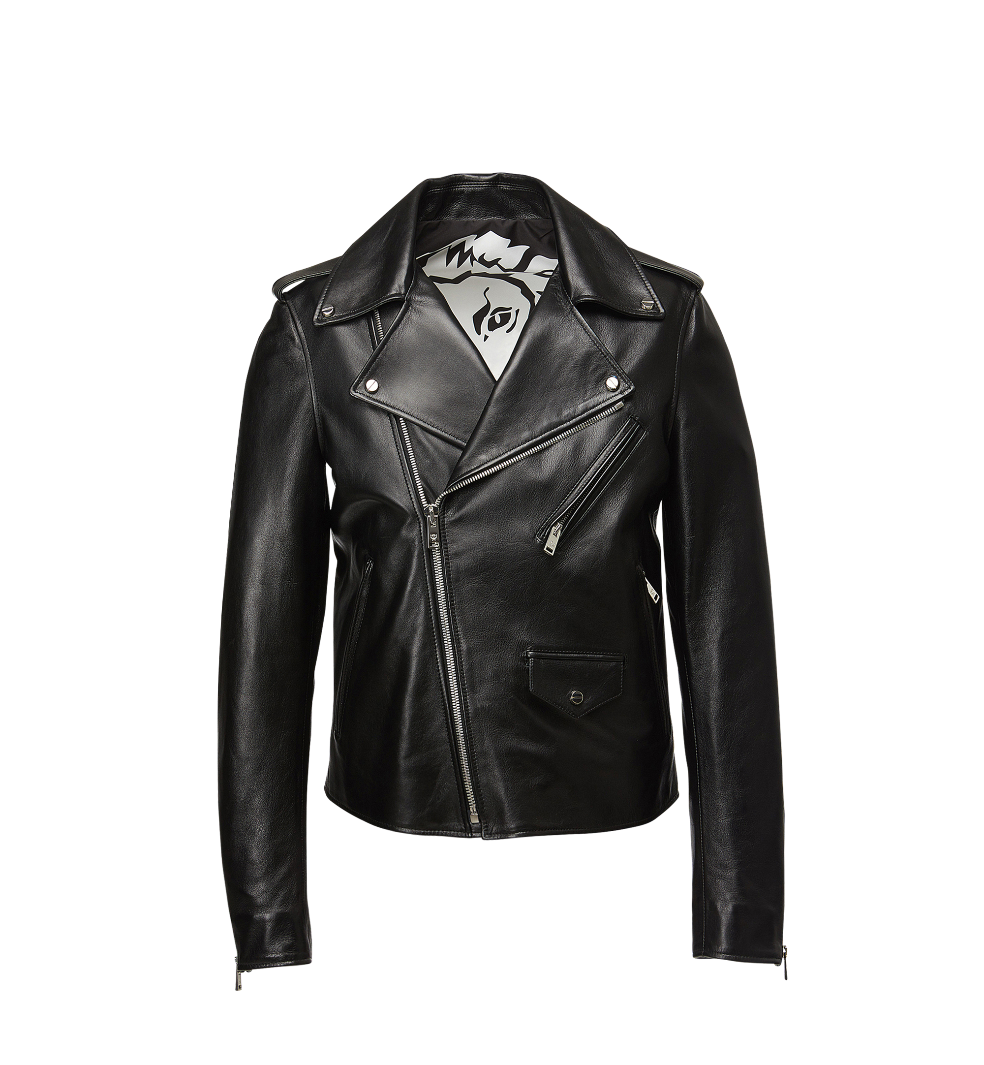 Medium Men's Embossed Logo Leather Rider Jacket Black | MCM®