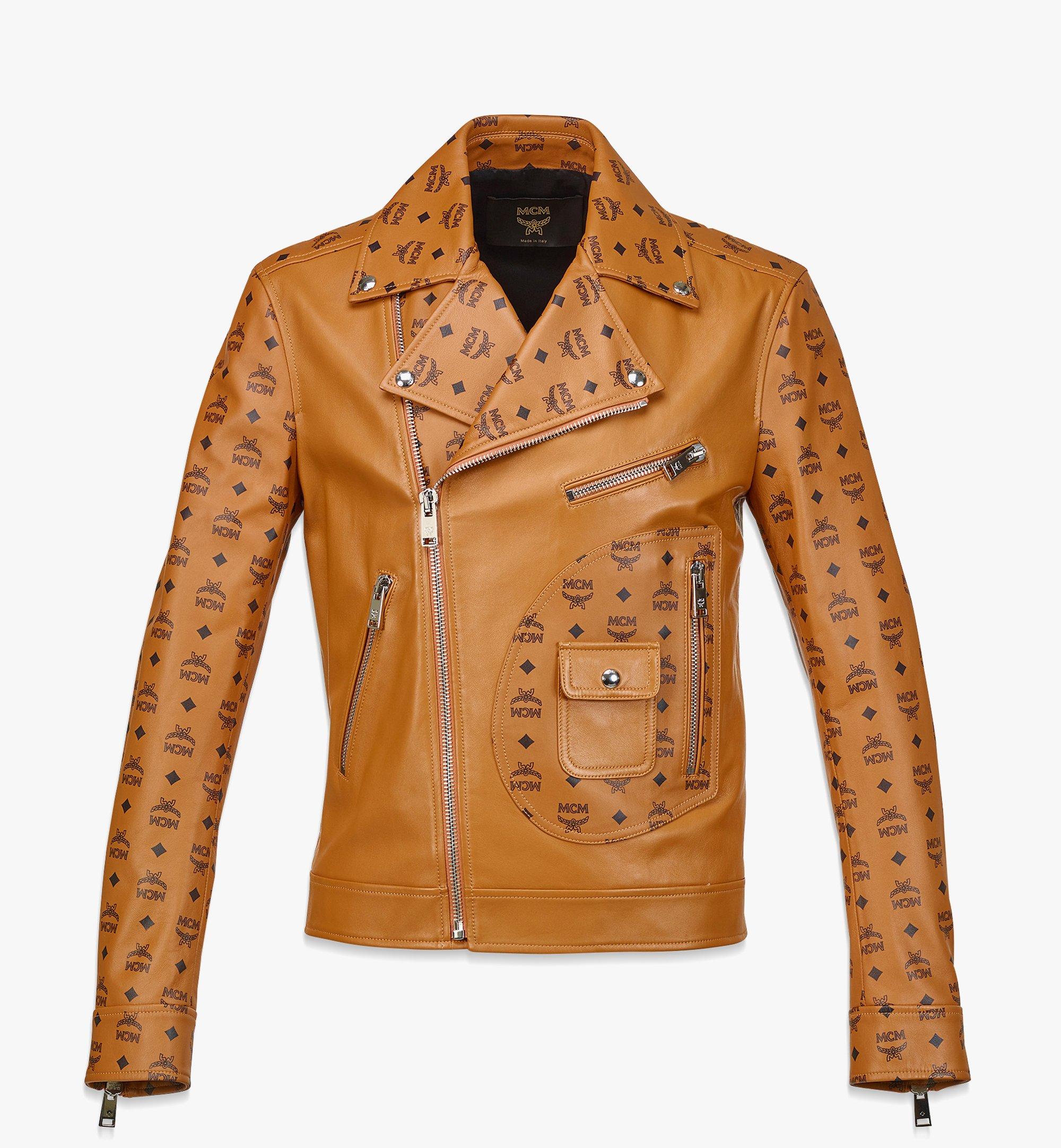MCM Men’s Upcycling Project Monogram Leather Jacket Cognac MHJBAUP01CO048 Alternate View 1