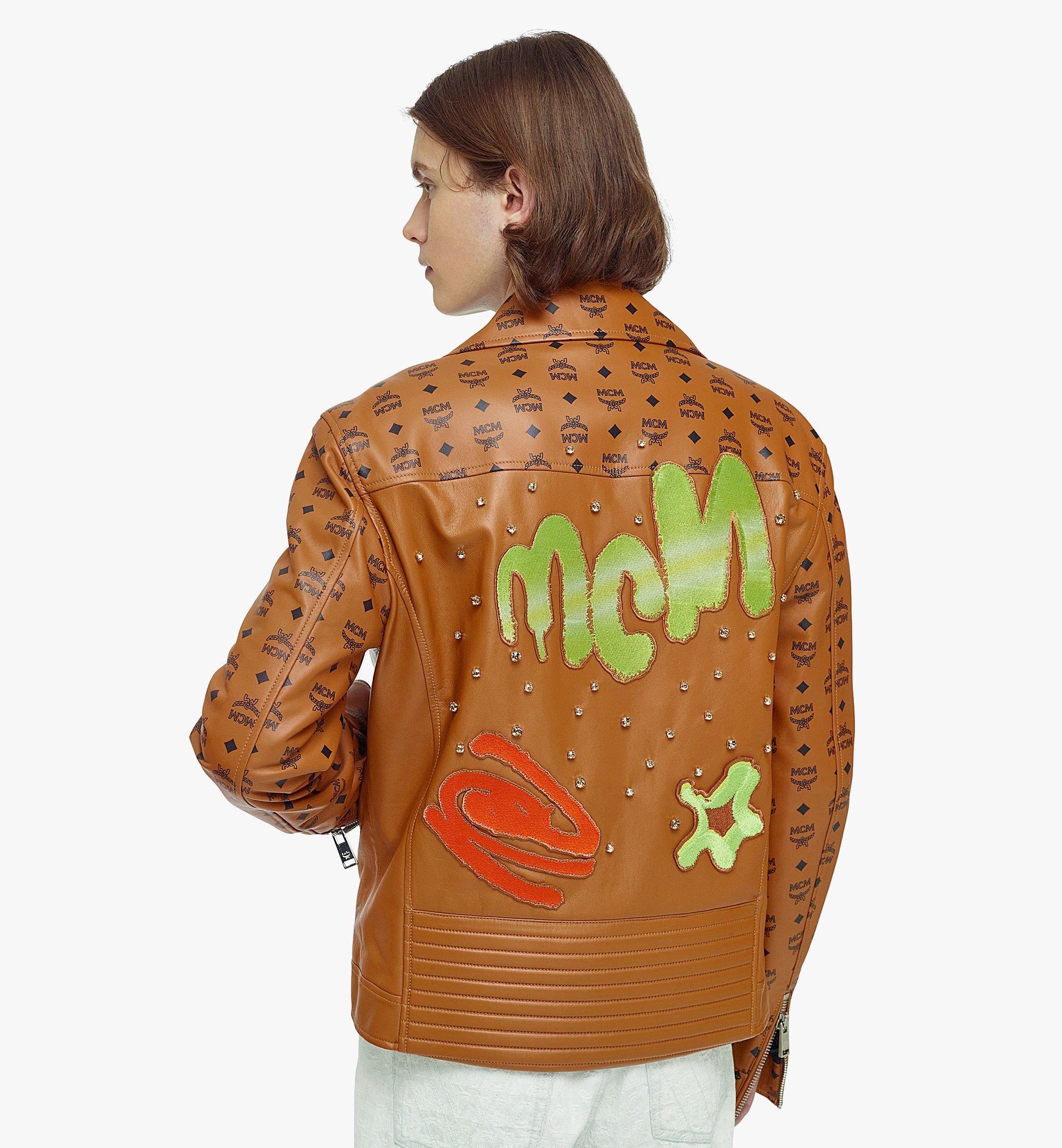 MCM Men’s Upcycling Project Monogram Leather Jacket Cognac MHJBAUP01CO048 Alternate View 2