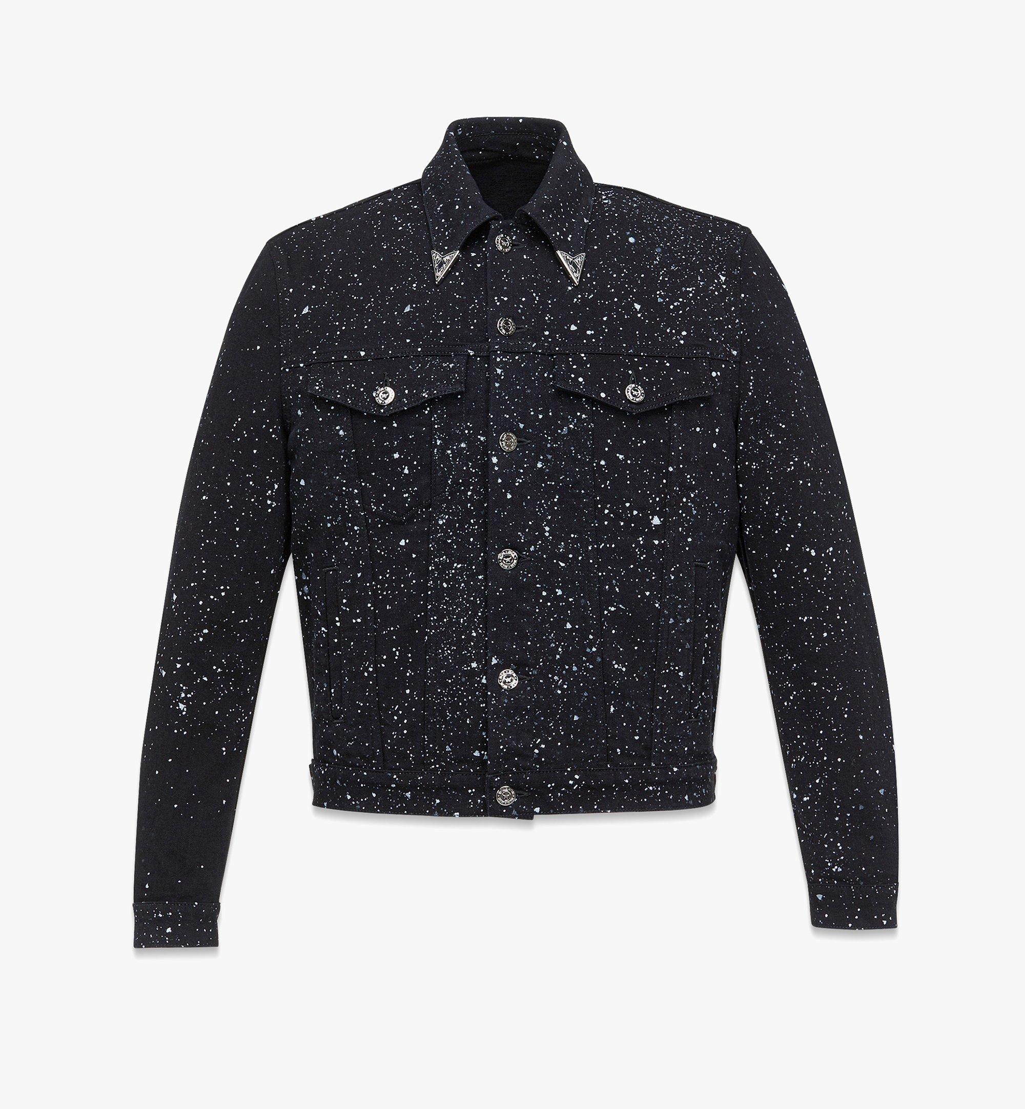Denim-Jacke mit gedrucktem Galaxy-Motiv