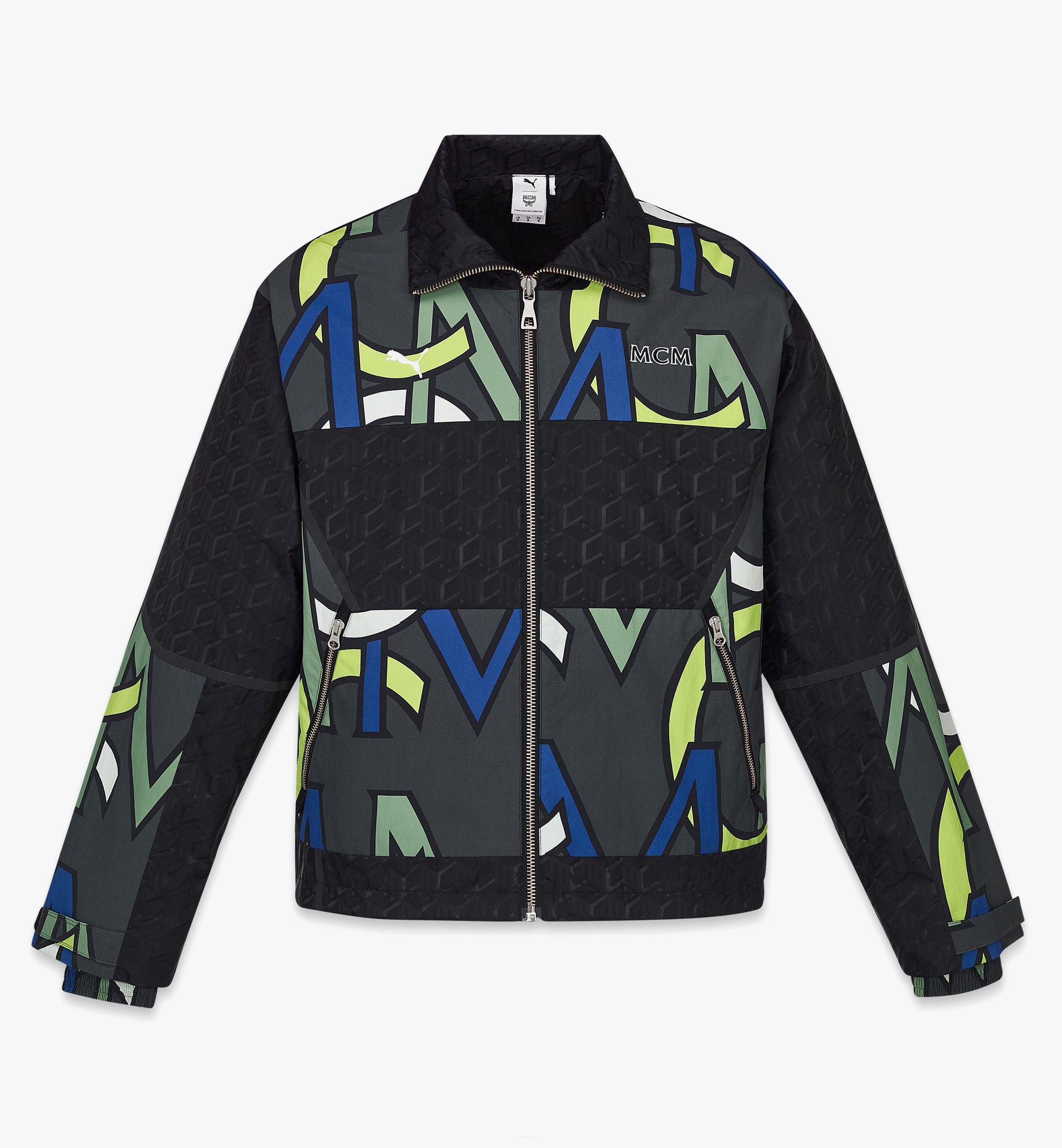 Hooded, nylon jacket with all-over jacquard monogram