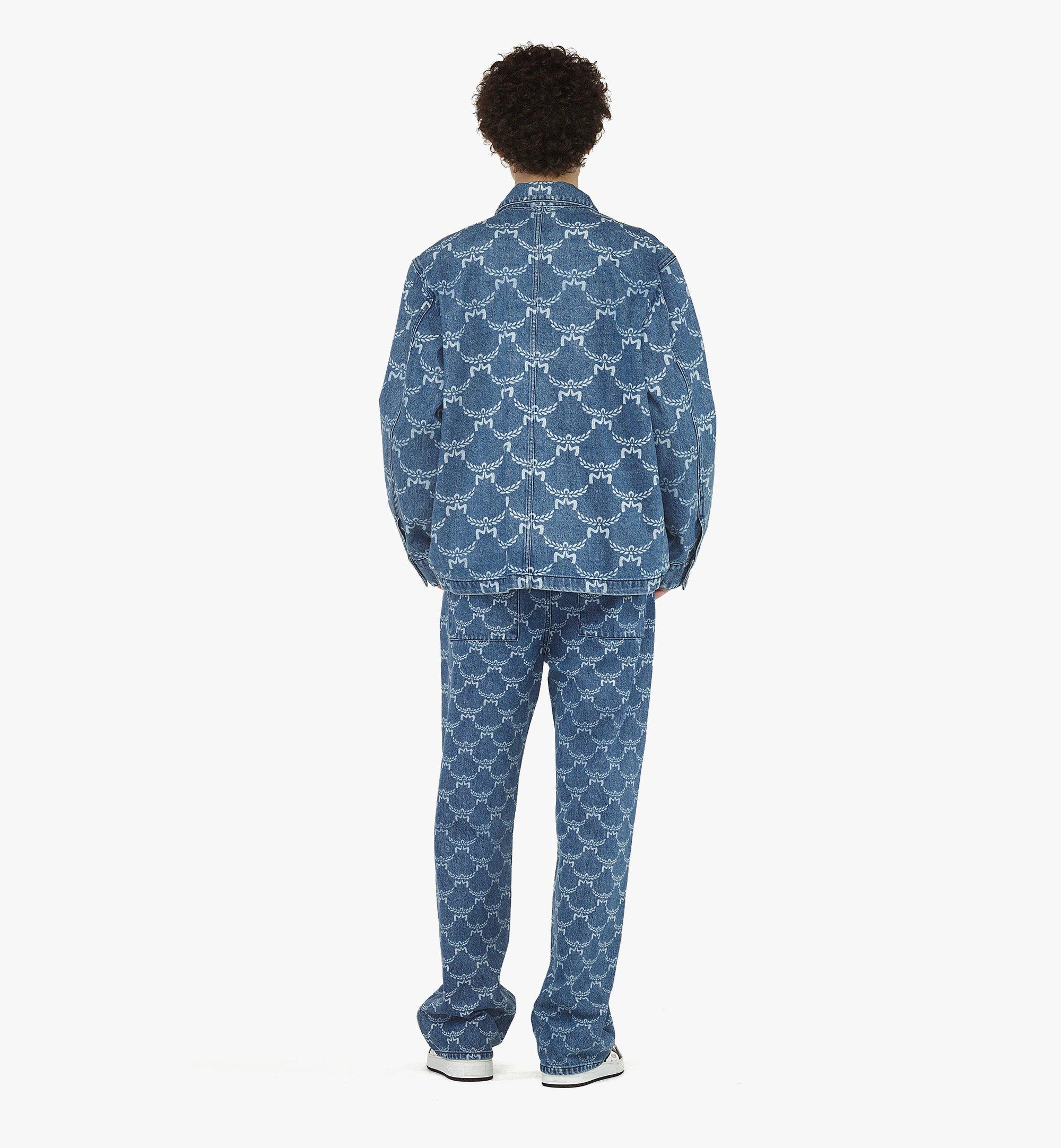 MCM Lauretos Monogram Denim Jacket Blue MHJEAMM02LI00M Alternate View 3