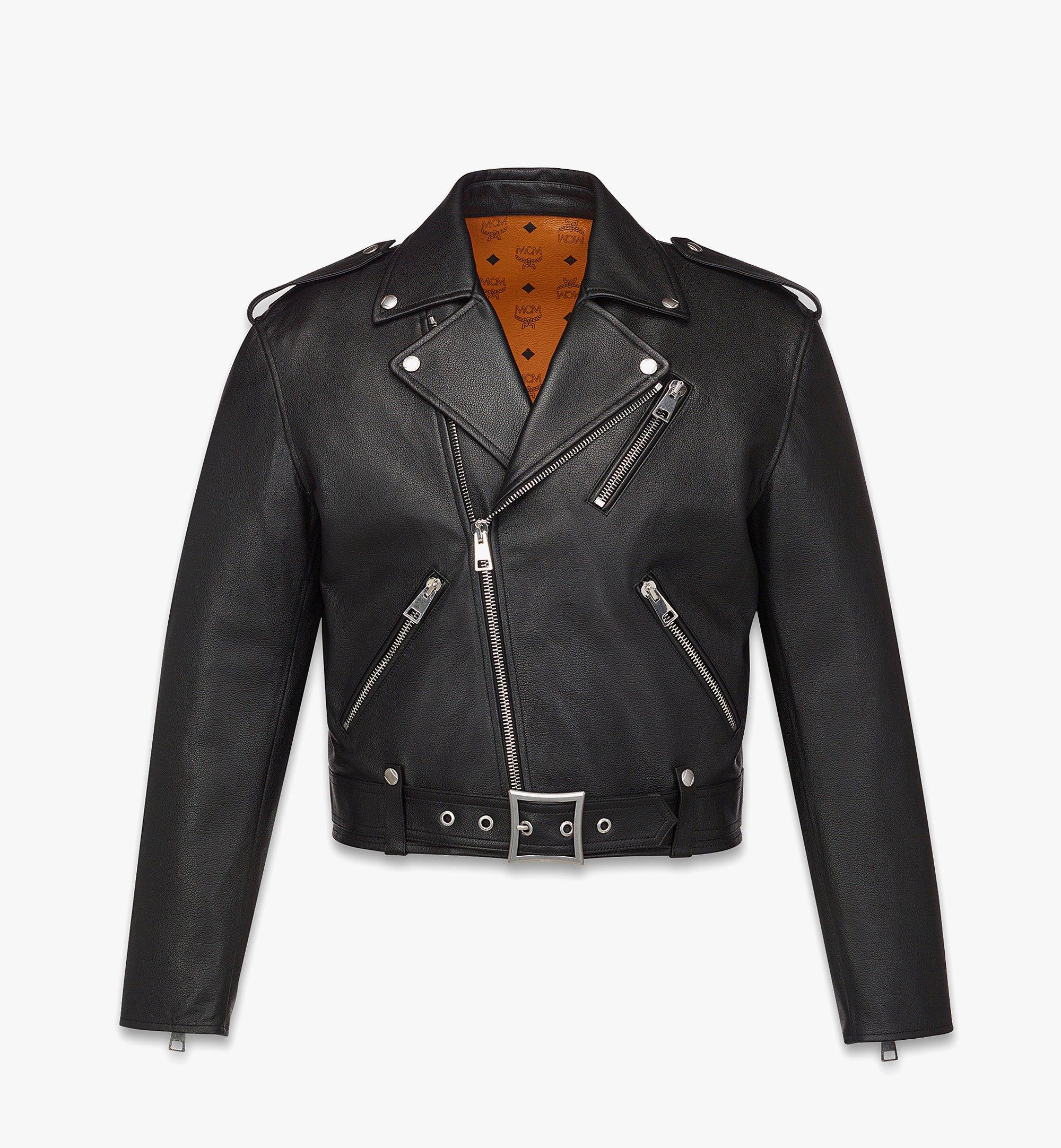 44 IT Cropped Rider Jacket in Lamb Leather Black | MCM ®US