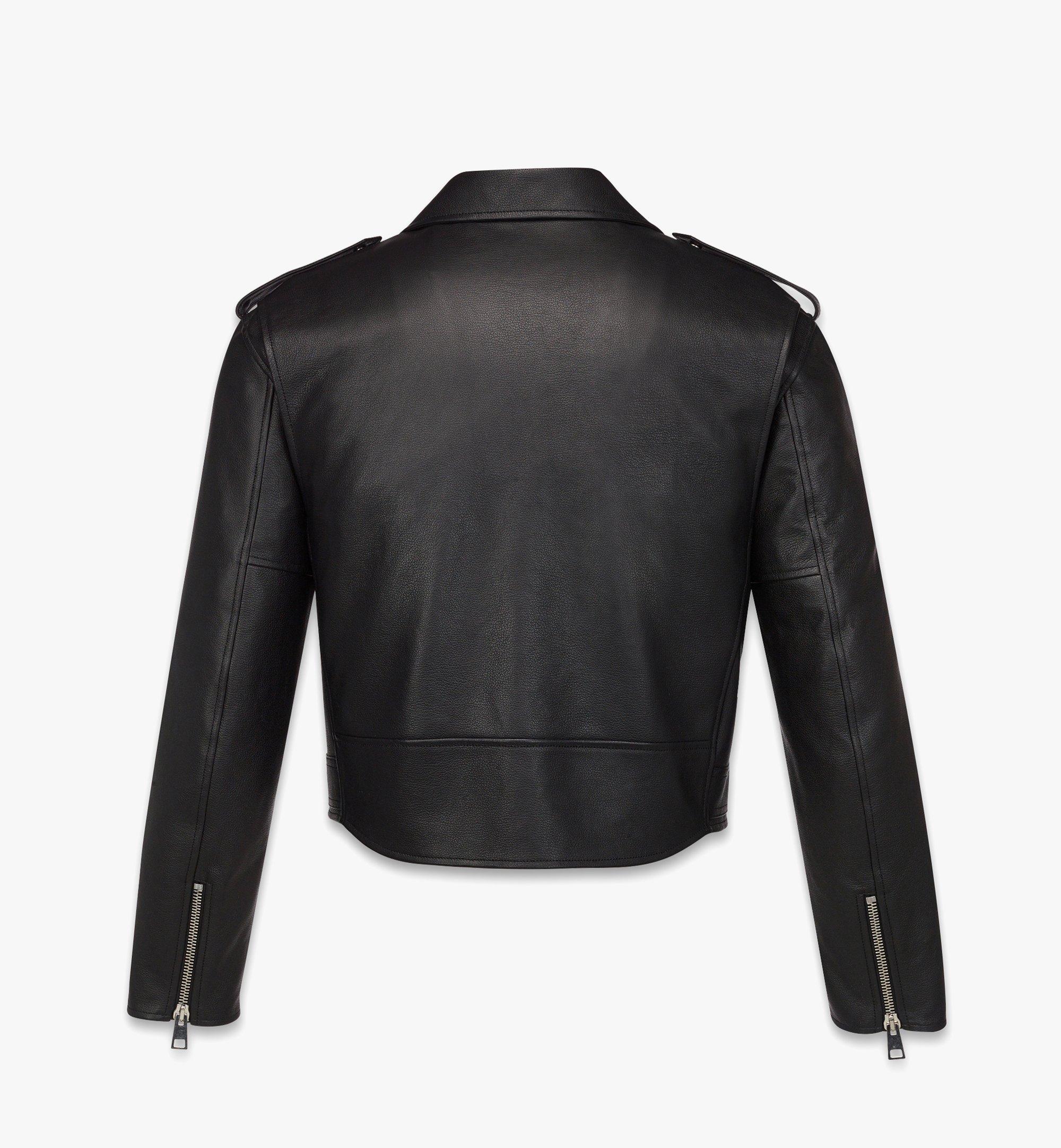 MCM Cropped Rider Jacket in Lamb Leather Black MHJESMM04BK052 Alternate View 1
