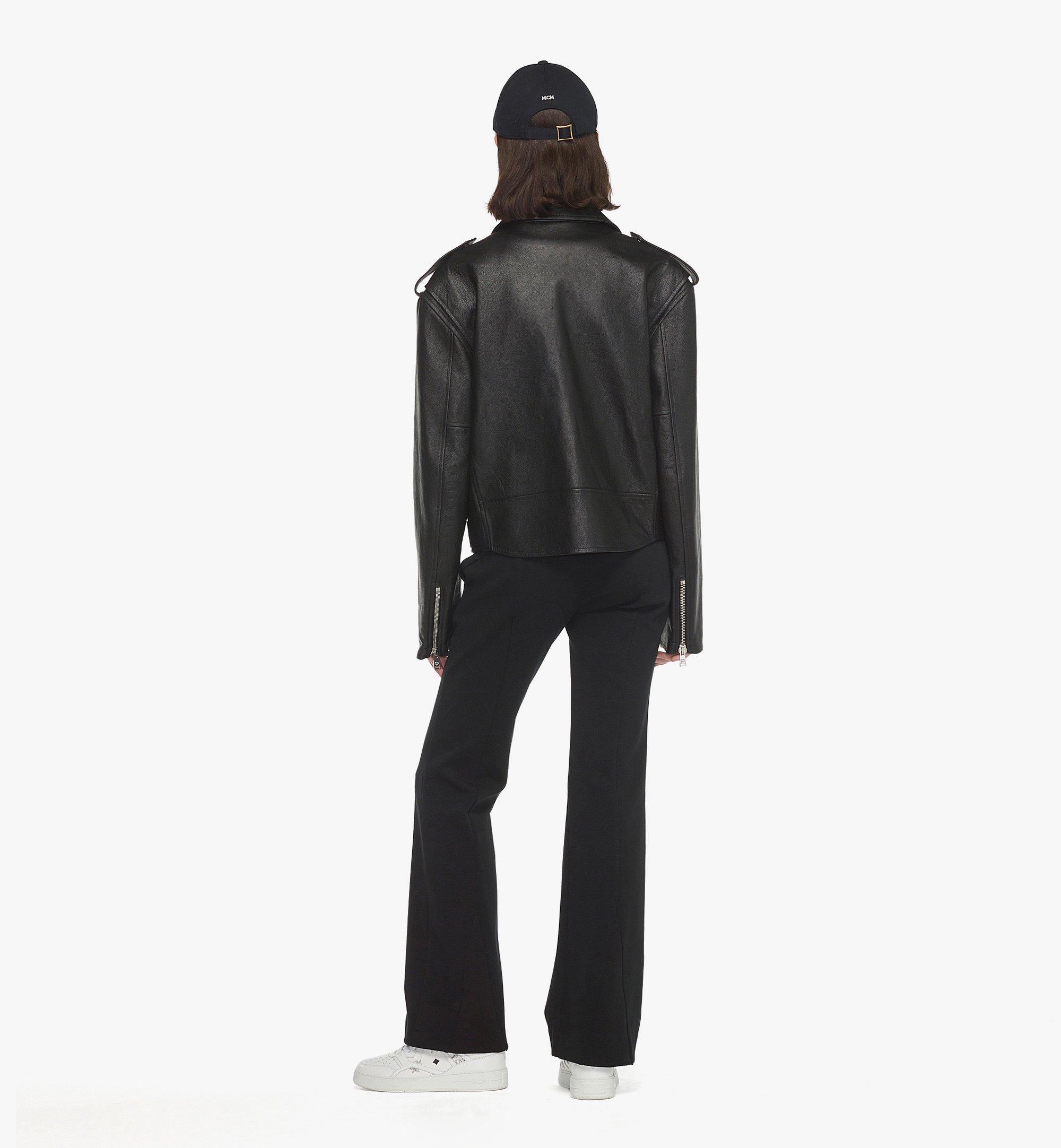 MCM Cropped Rider Jacket in Lamb Leather Black MHJESMM04BK052 Alternate View 3