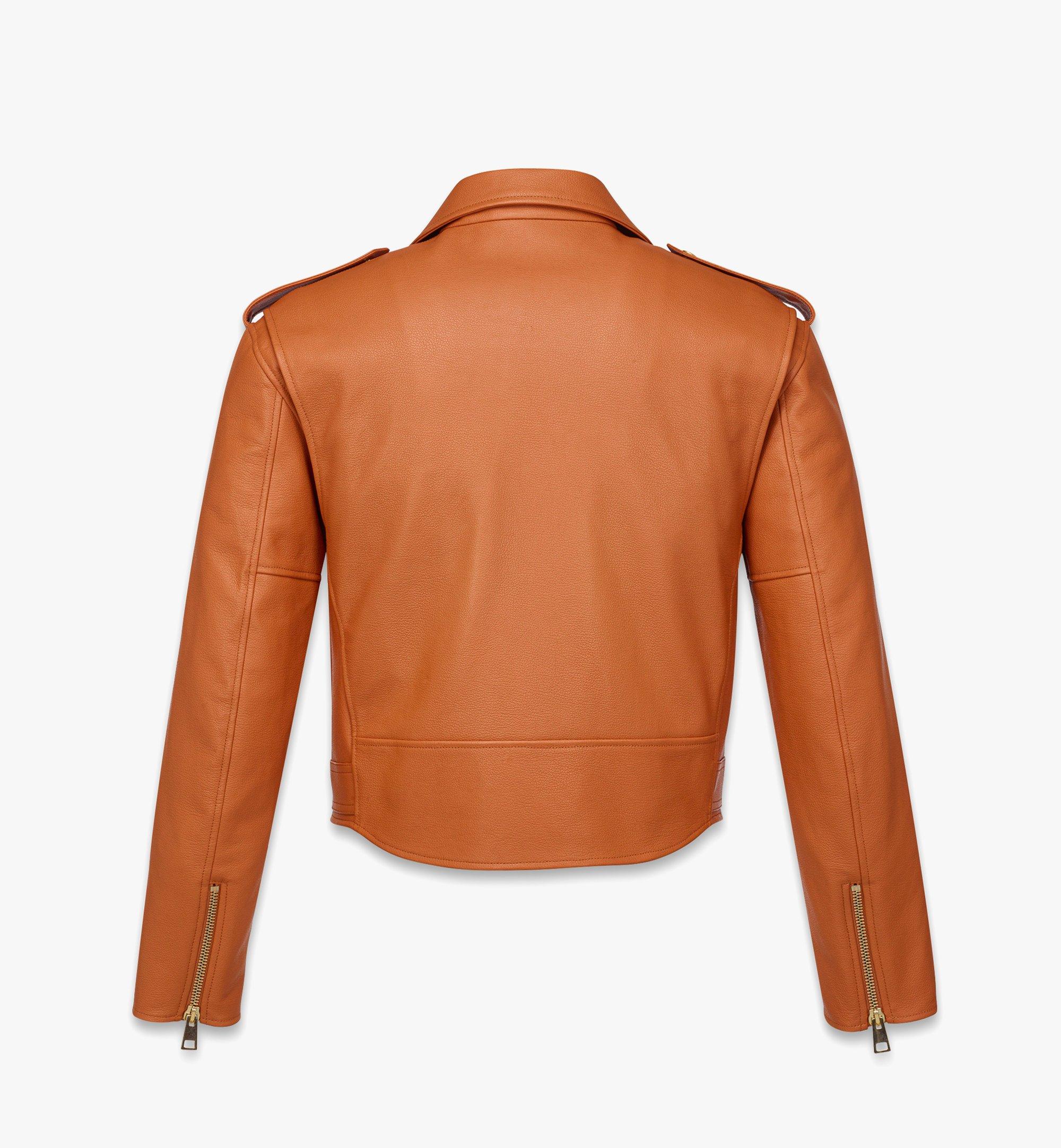 MCM Cropped Rider Jacket in Lamb Leather Cognac MHJESMM04CO048 Alternate View 1