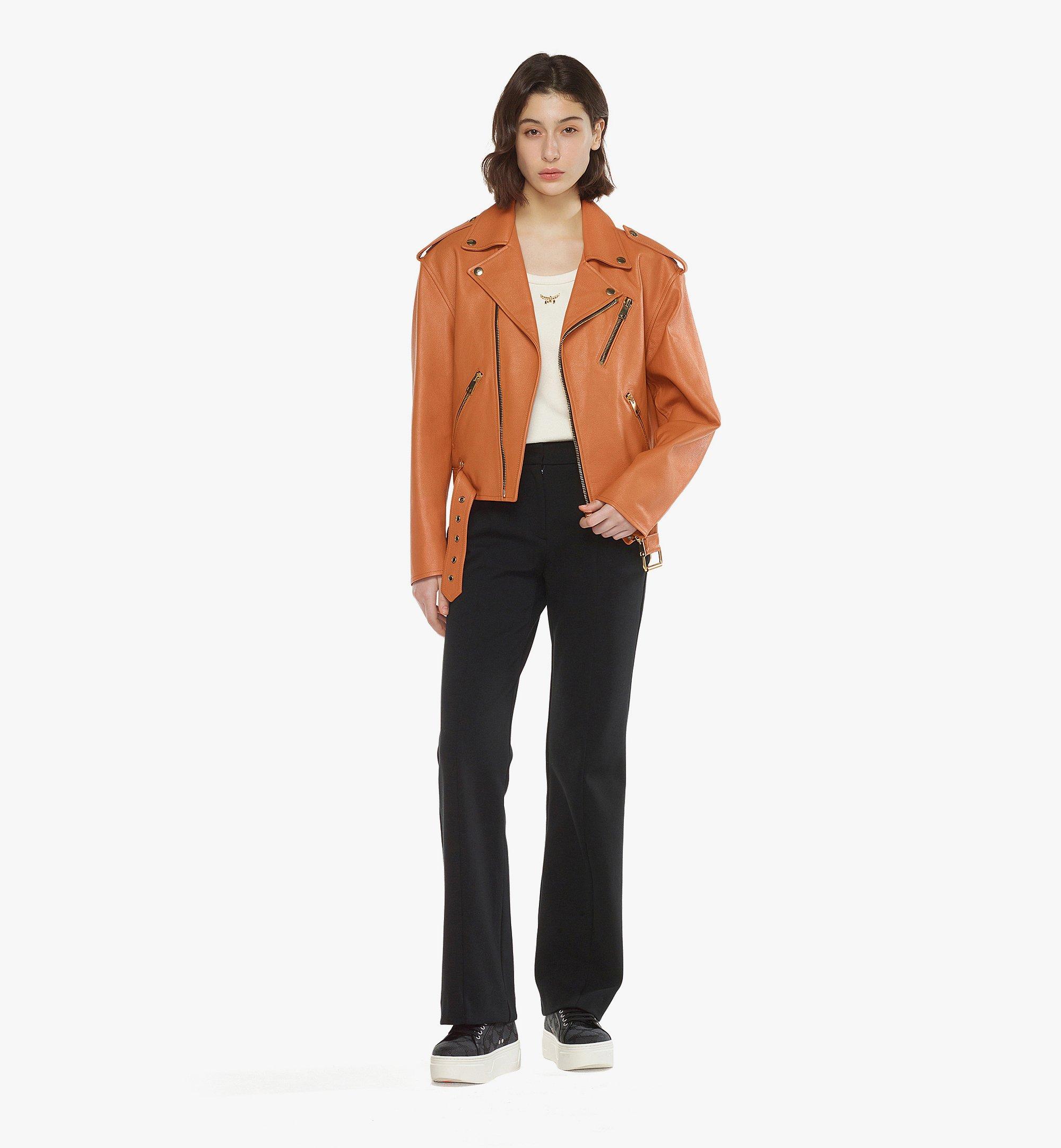 MCM Cropped Rider Jacket in Lamb Leather Cognac MHJESMM04CO050 Alternate View 2