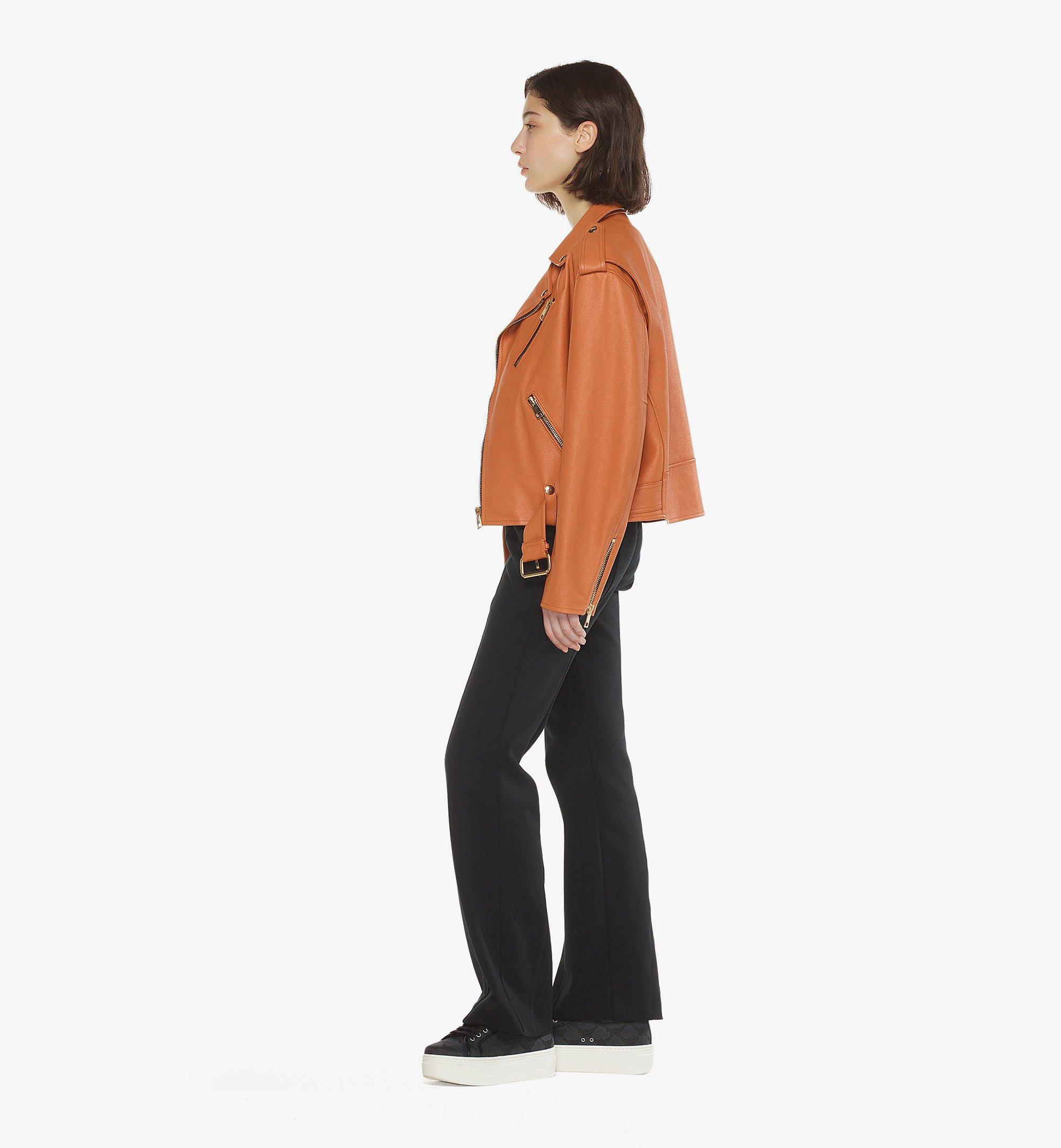 MCM Cropped Rider Jacket in Lamb Leather Cognac MHJESMM04CO050 Alternate View 2