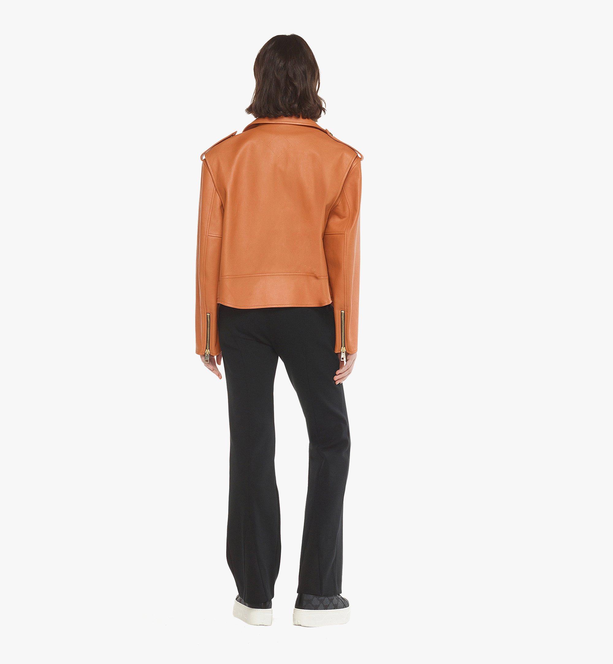 MCM Cropped Rider Jacket in Lamb Leather Cognac MHJESMM04CO050 Alternate View 3