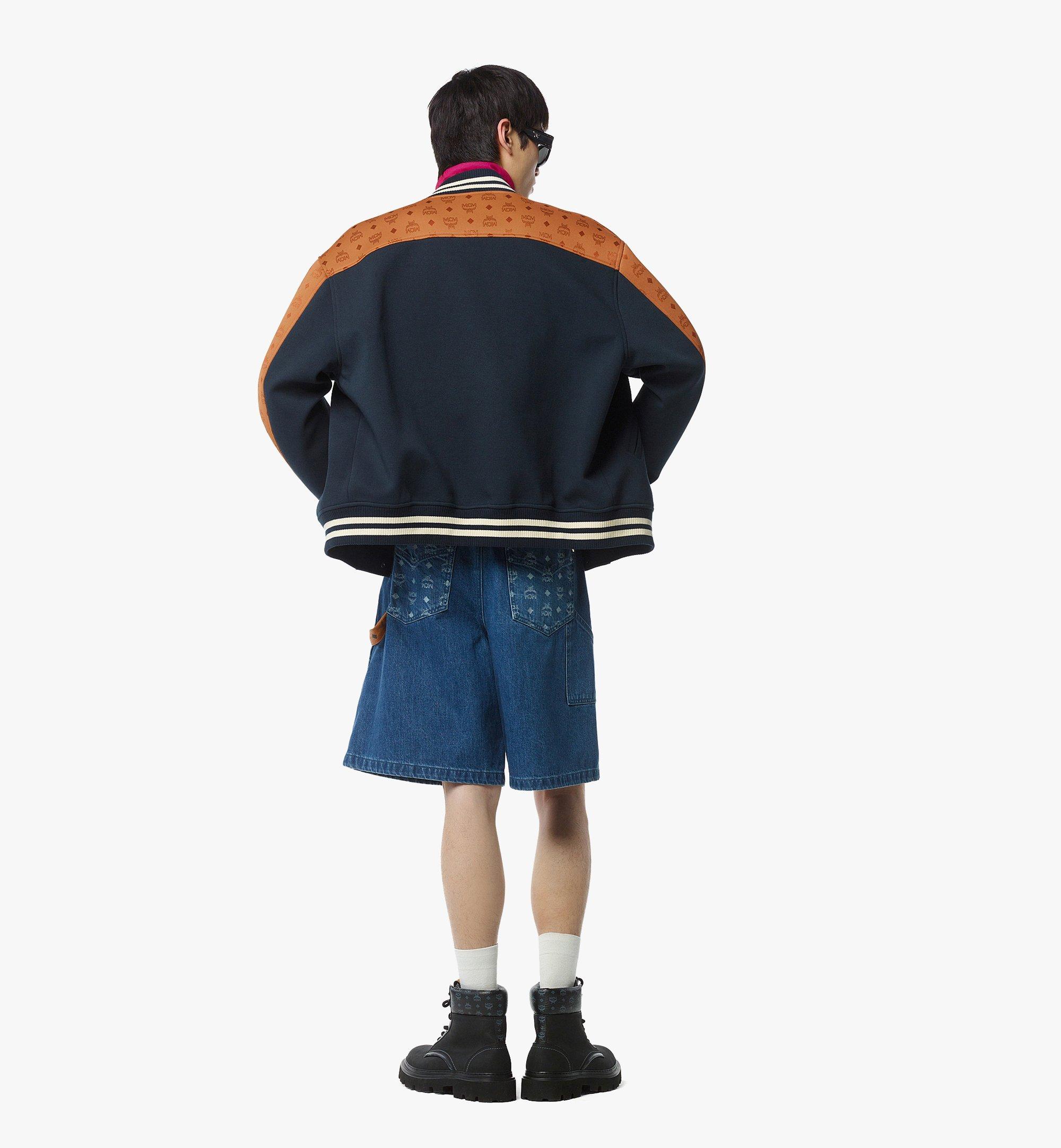 Large Ponte Varsity Jacket in Monogram Neoprene Jacquard Blue