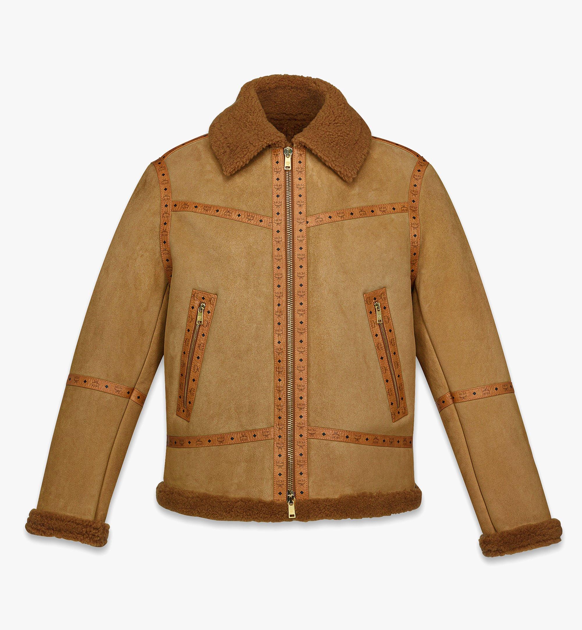 Jacket in Suede Shearling and Monogram Print Leather