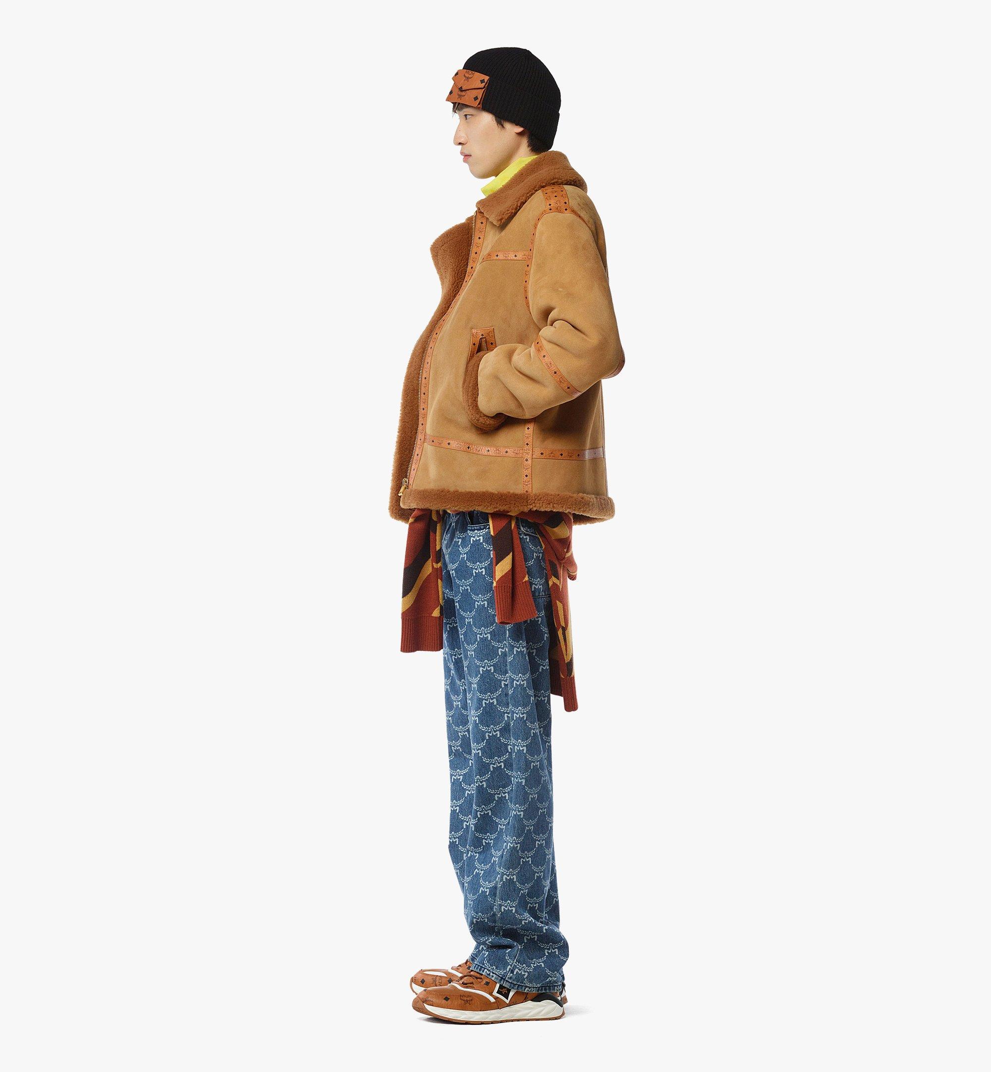 Jacket Suede Shearling and Monogram Print Leather