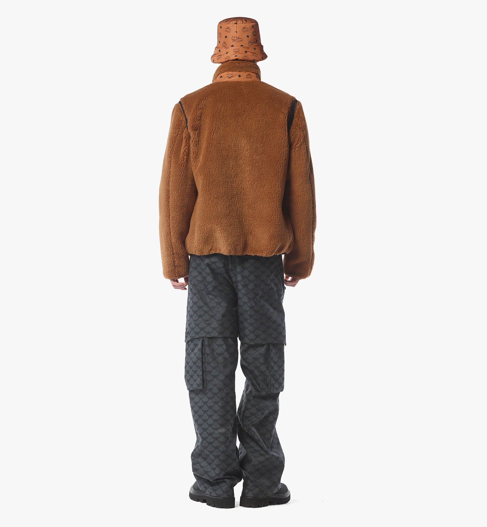 Small Fleece Jacket With Detachable Sleeves in Faux Fur Cognac