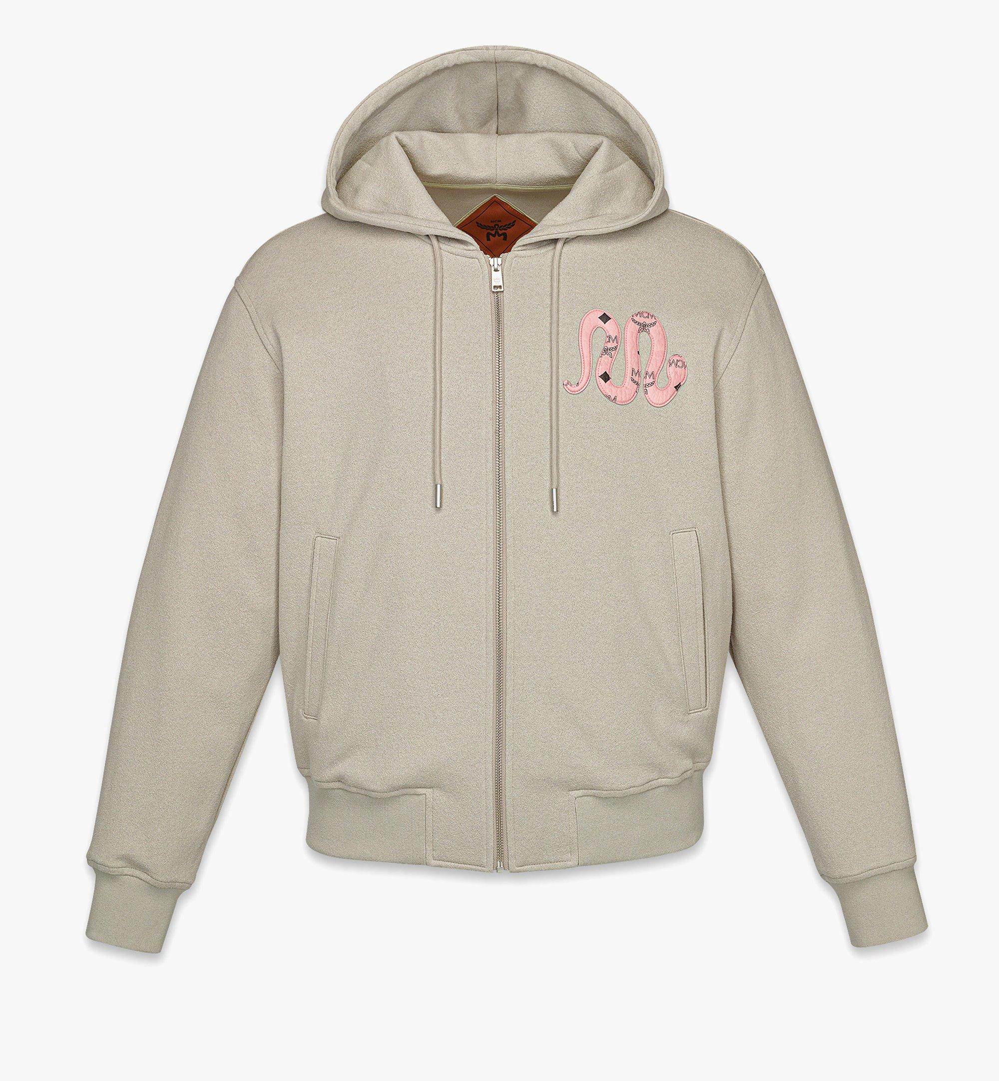 MCM Jahr der Schlange Bouclé-Kapuzenpullover mit Reißverschluss Beige MHJFSMM09I90XL Noch mehr sehen 1