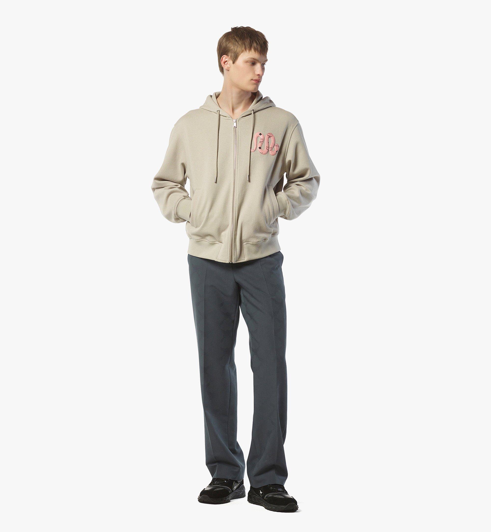 MCM Jahr der Schlange Bouclé-Kapuzenpullover mit Reißverschluss Beige MHJFSMM09I90XL Noch mehr sehen 2