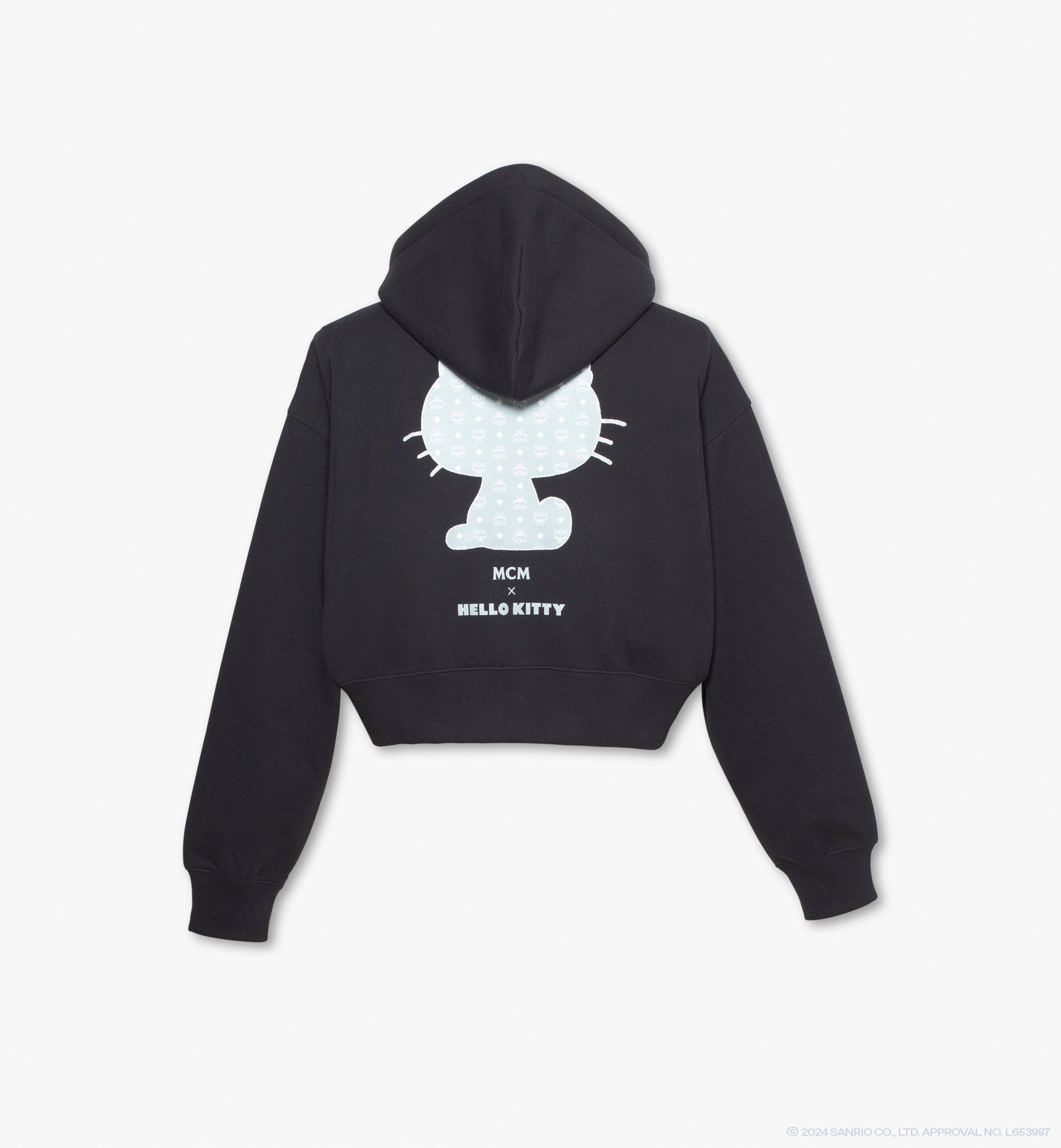 公式完売　希少　MCM × ハローキティ プリント クロップドジップフーディー Small MCM x HELLO KITTY Print Cropped Zip Hoodie Black | MCM ®JP