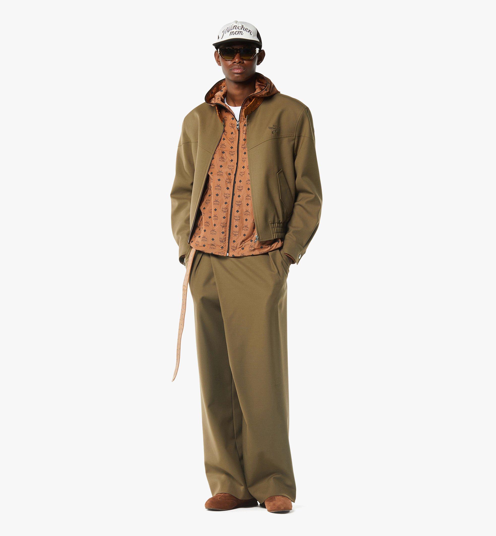 Jacket Wool Twill and Monogram Print Leather