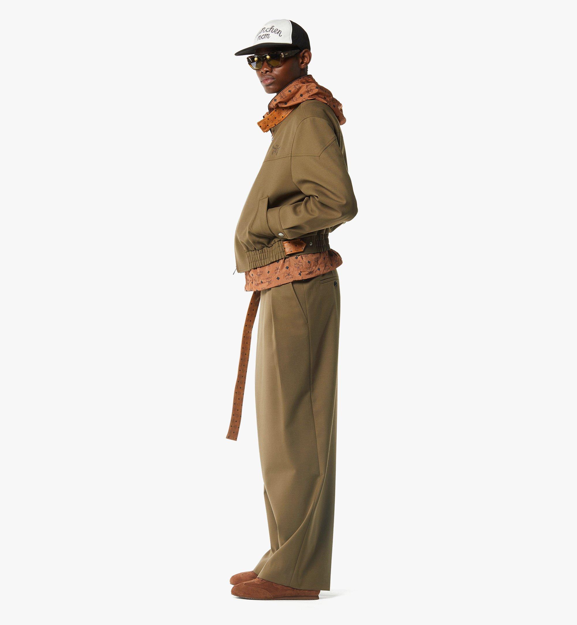 Jacket Wool Twill and Monogram Print Leather