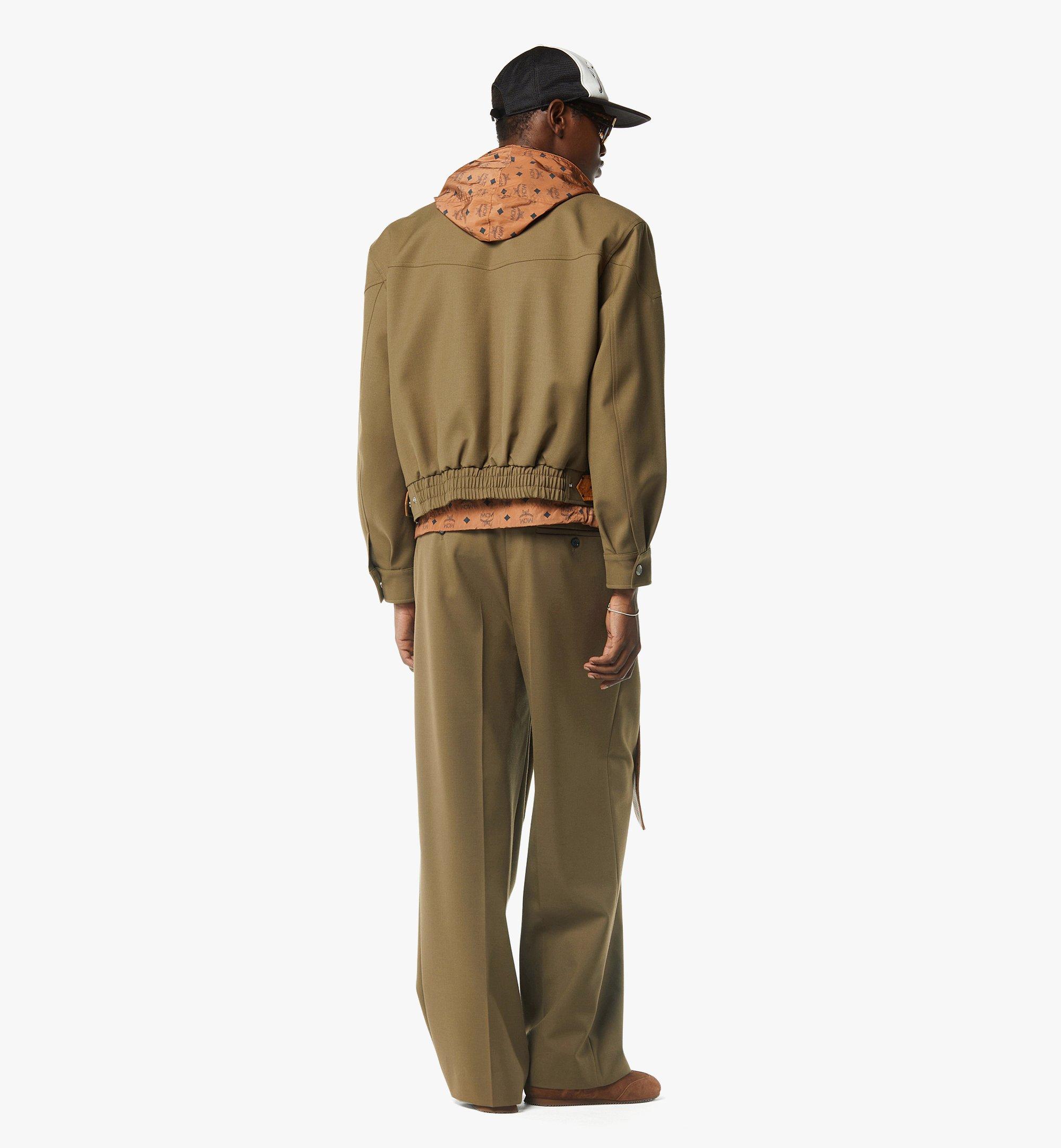 Jacket Wool Twill and Monogram Print Leather