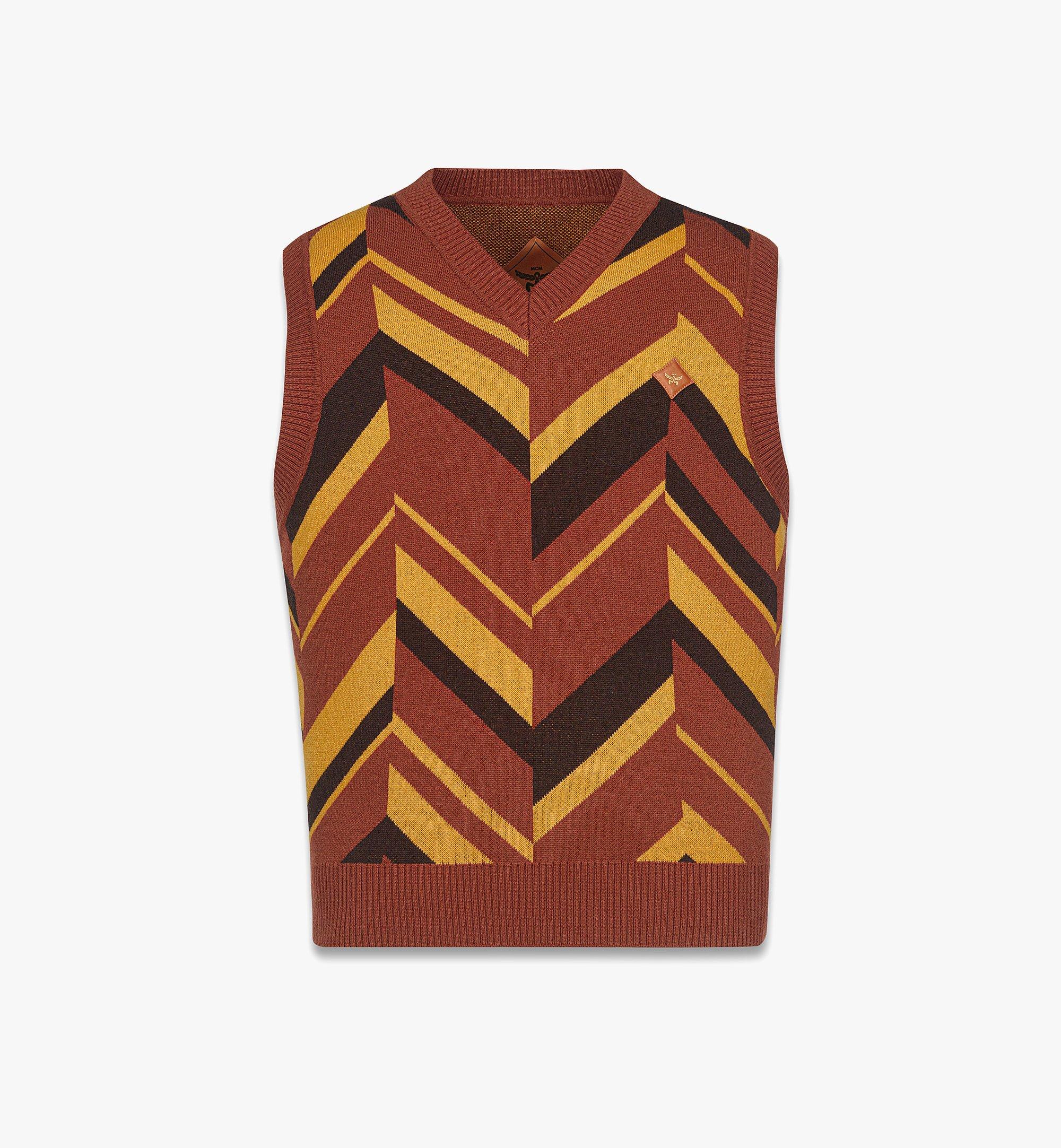 MCM Mega Herringbone Vest in Wool-Cashmere Jacquard Gold MHNFAMM01Y000M Alternate View 1