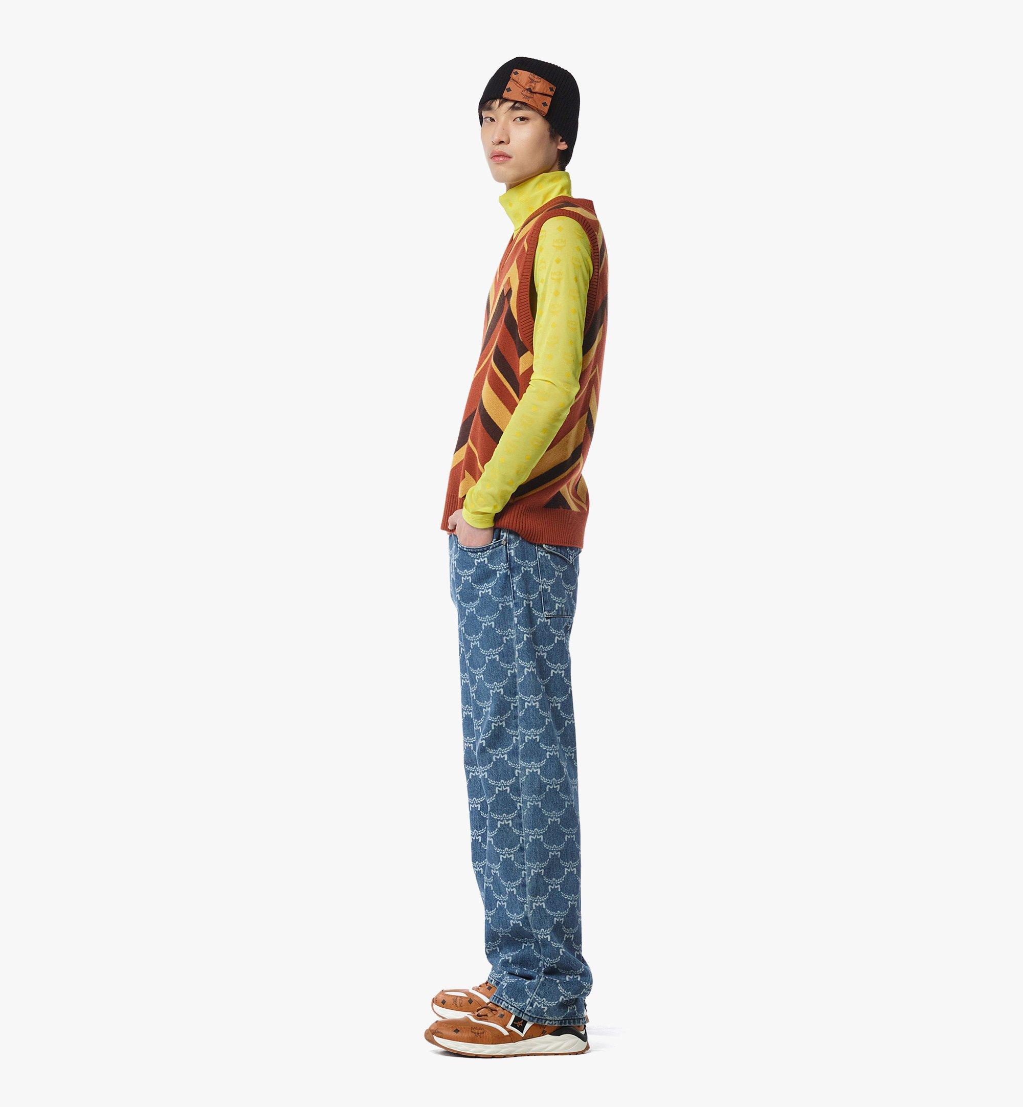 MCM Mega Herringbone Vest in Wool-Cashmere Jacquard Gold MHNFAMM01Y000M Alternate View 2