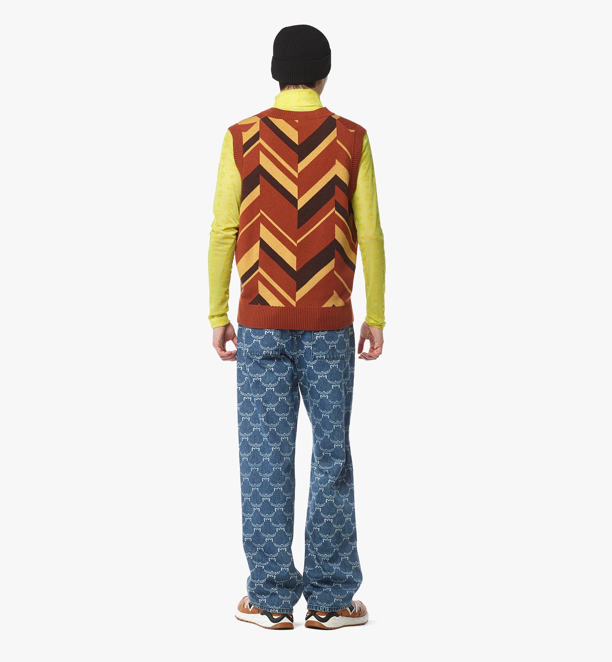 MCM Mega Herringbone Vest in Wool-Cashmere Jacquard Gold MHNFAMM01Y000M Alternate View 3