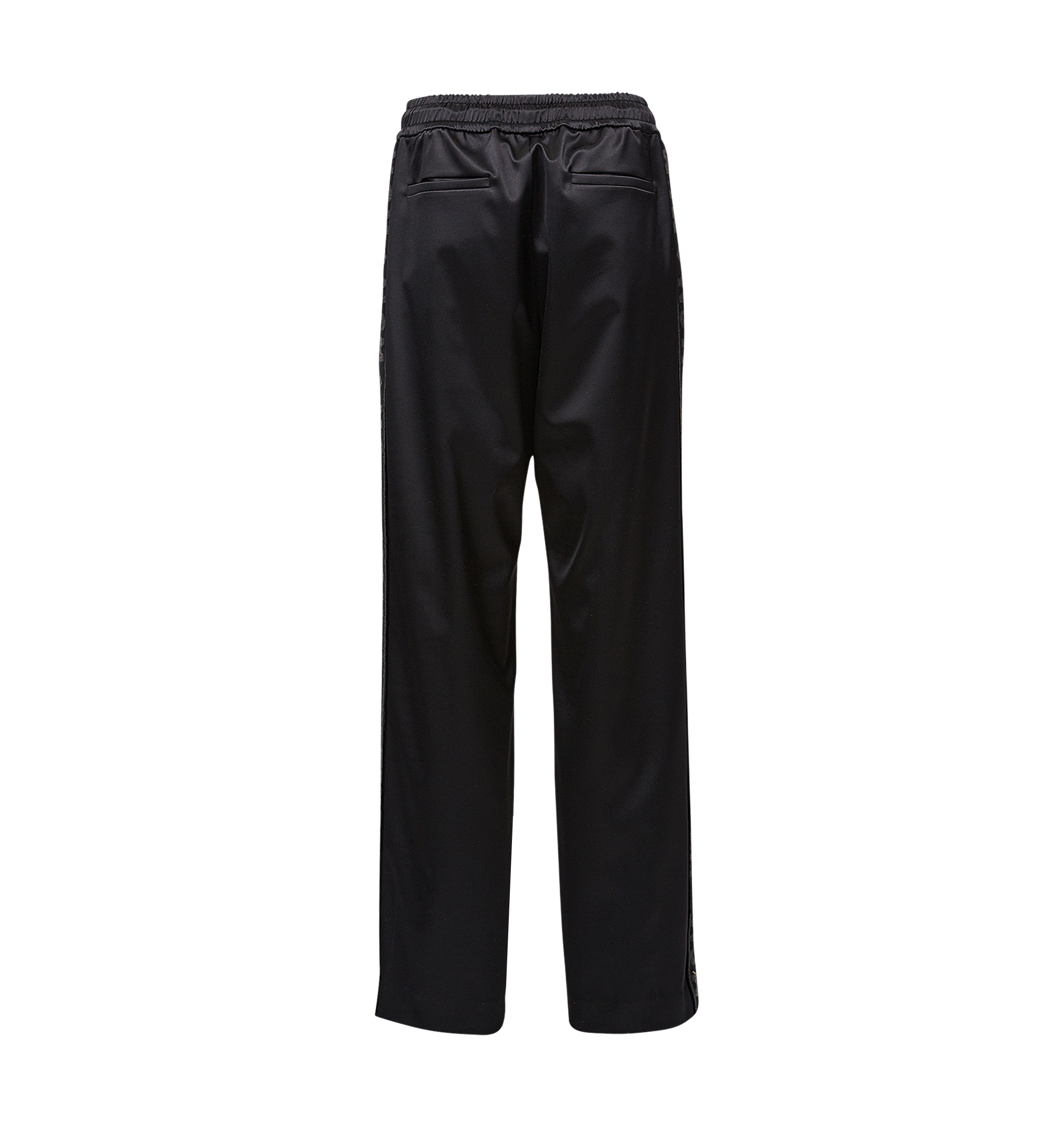 black microfibre track pants