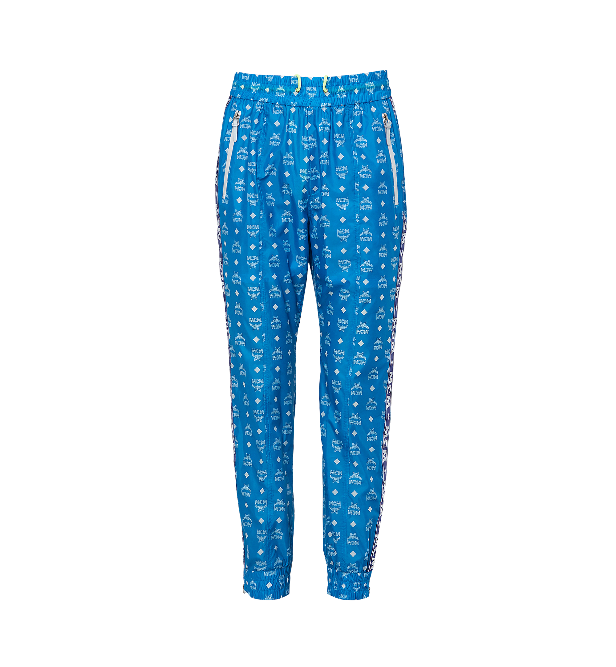 Mcm Men's Logo-pattern Nylon Track Pants In White Logo Blue | ModeSens