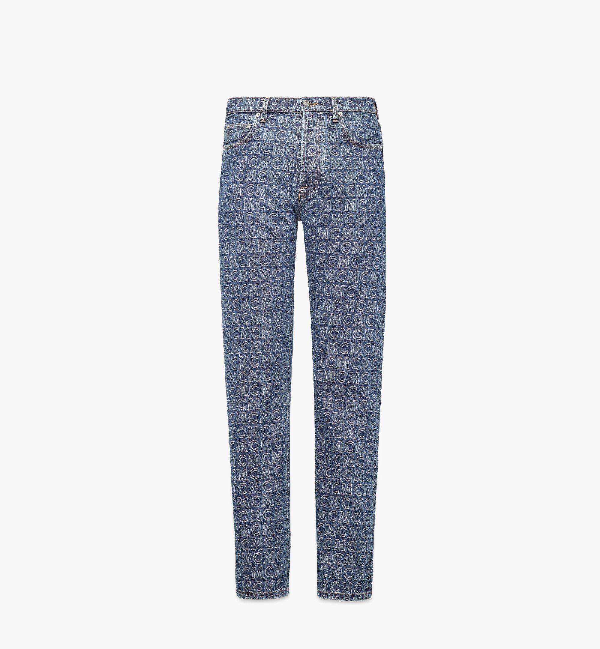 MCM Men's Monogram Straight Leg Jeans Blue MHPAADS01VW048 Alternate View 1