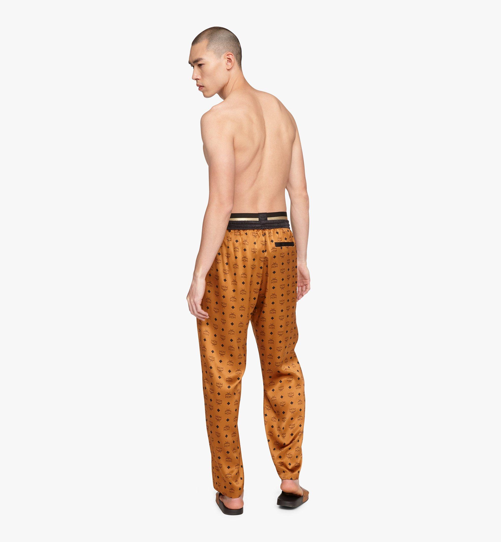 Small Classic Logo Silk Pajama Pants Cognac MCM JP