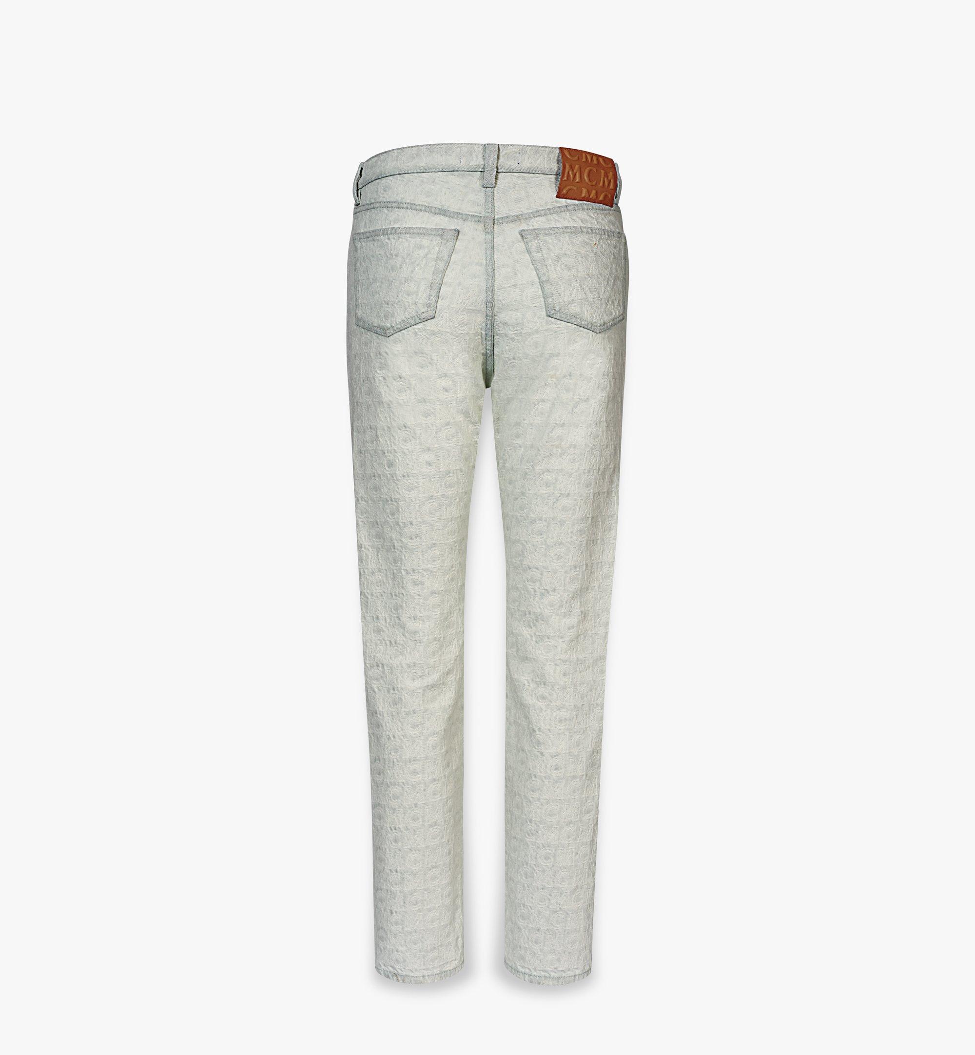 MCM Men’s Monogram Straight-Leg Denim Jeans White MHPBSMM03WO048 Alternate View 1