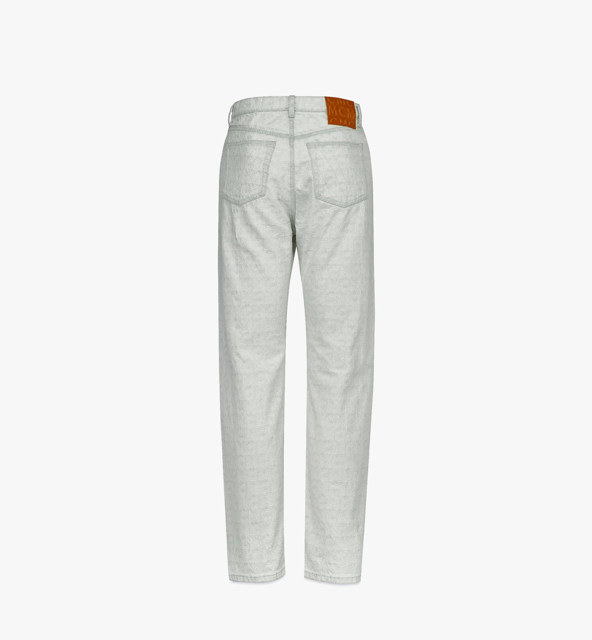 MCM Men’s Monogram Straight-Leg Denim Jeans White MHPBSMM03WO048 Alternate View 2
