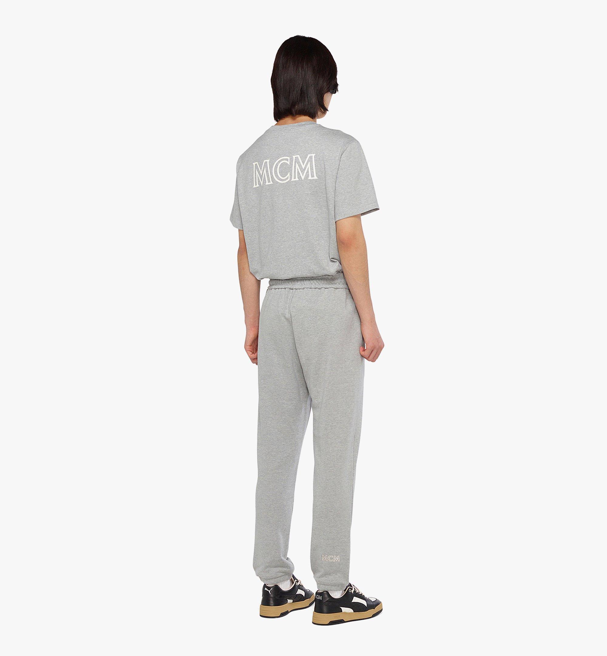 Large M MCM Essentials Logo Track Pants in Organic Cotton Grey MCM US