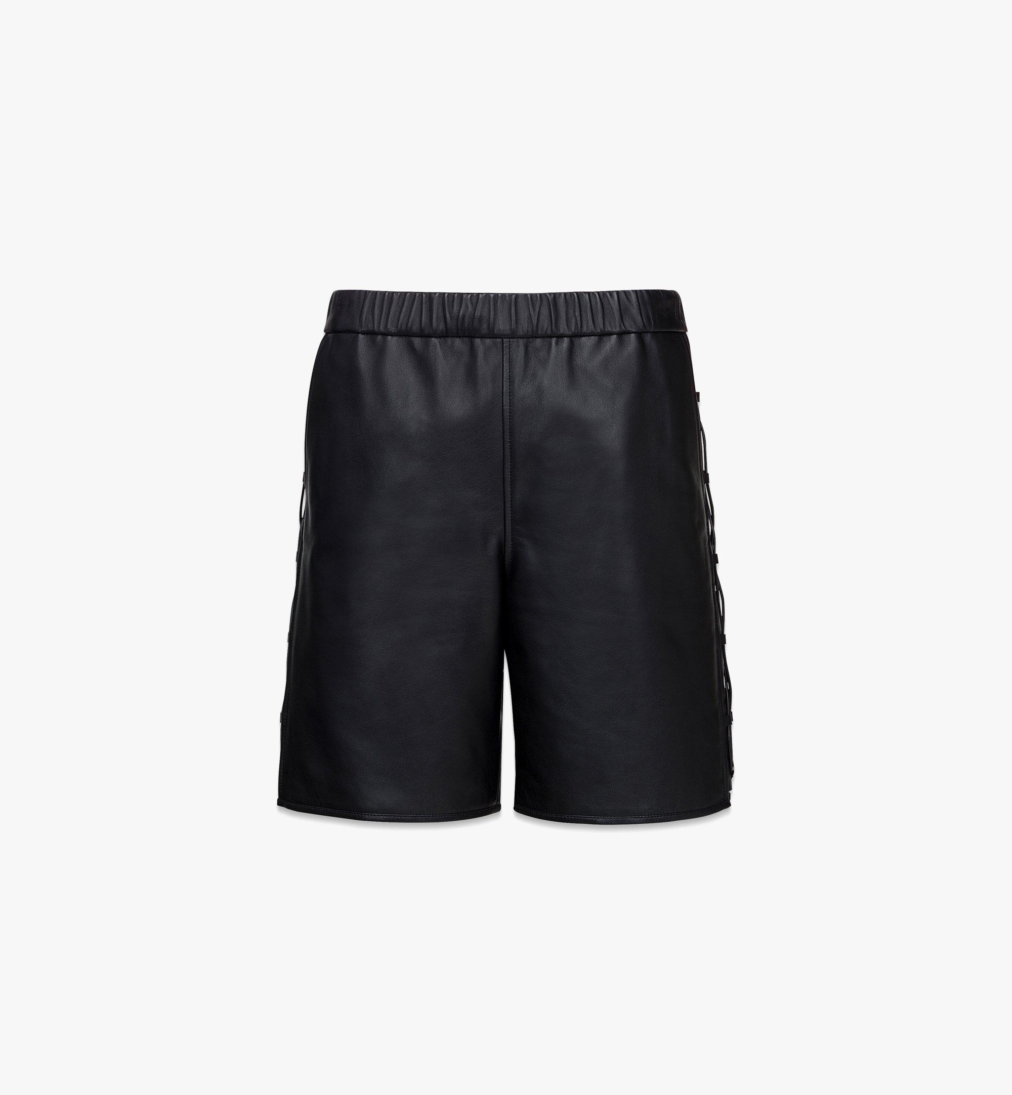 MCM Men’s Shorts in Lamb Nappa Leather Black MHPDSMM01BK00M Alternate View 1