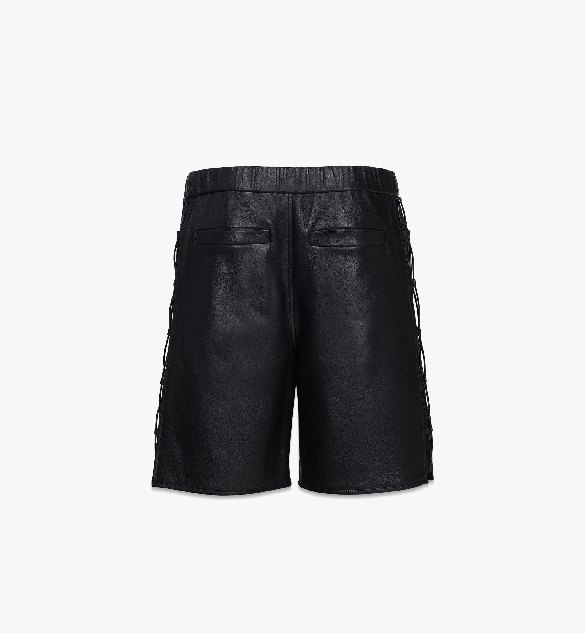 MCM Men’s Shorts in Lamb Nappa Leather Black MHPDSMM01BK00M Alternate View 1