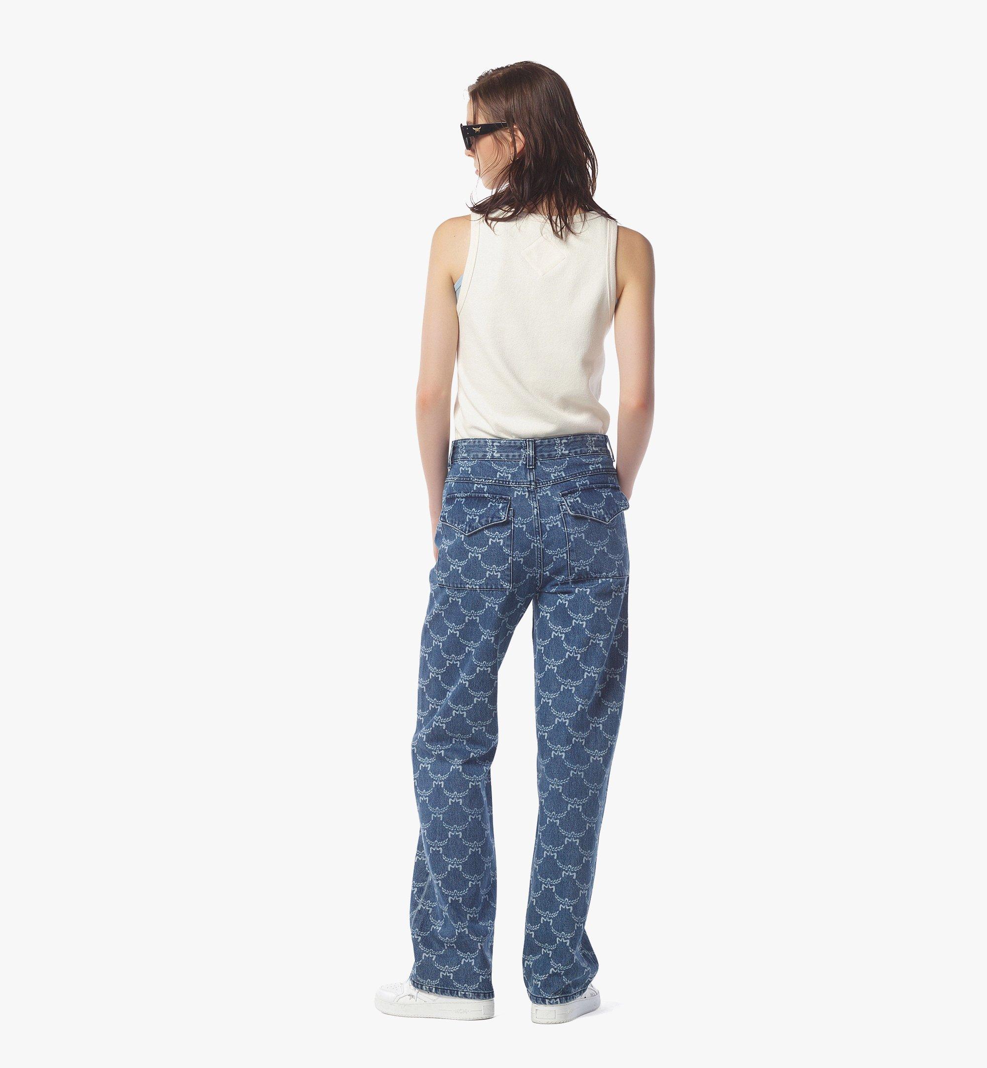 MCM Lauretos Monogram Denim Jeans Blue MHPEAMM02LI046 Alternate View 3