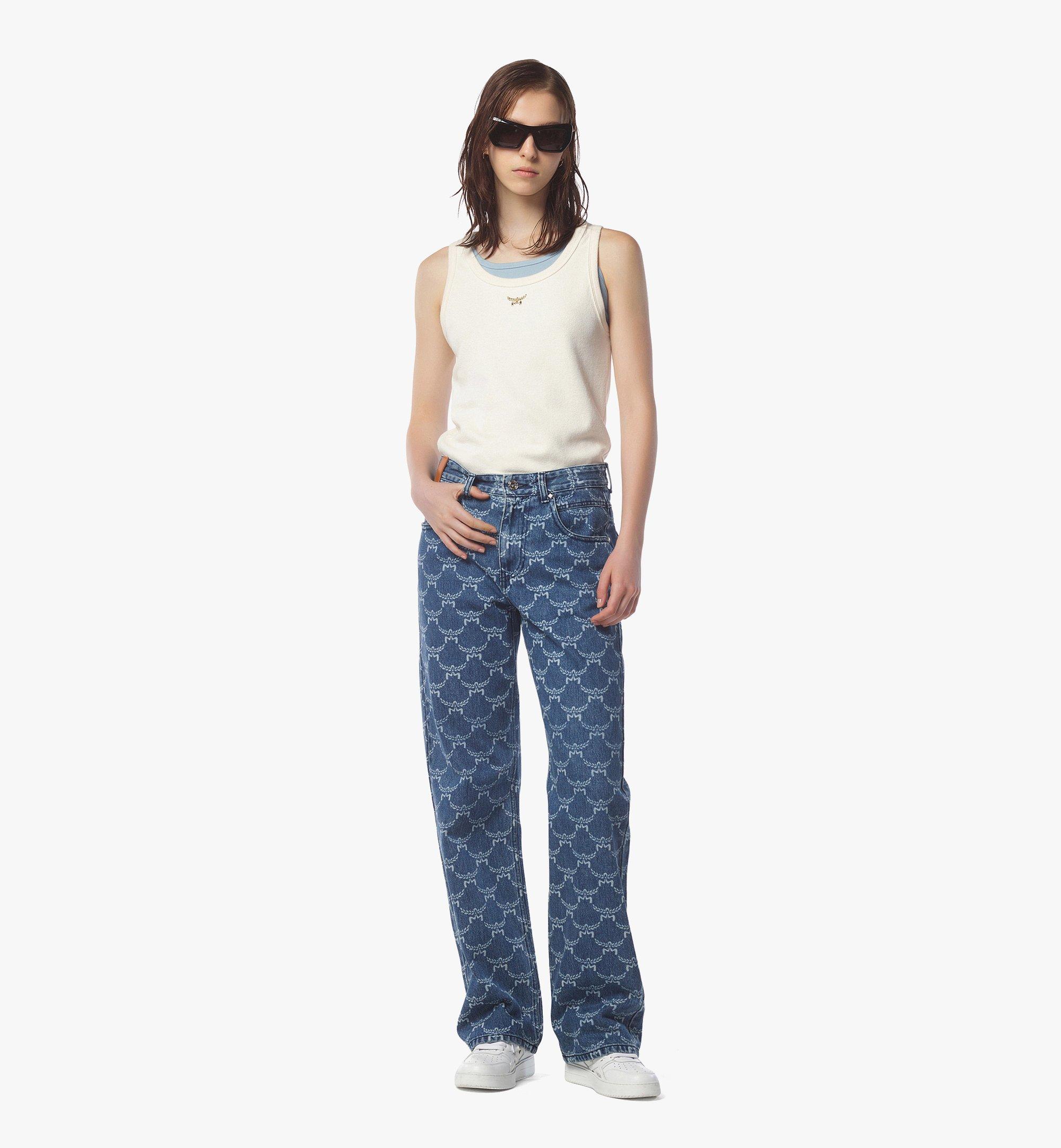 MCM Lauretos Monogram Denim Jeans Purple MHPEAMM02LI050 Alternate View 2