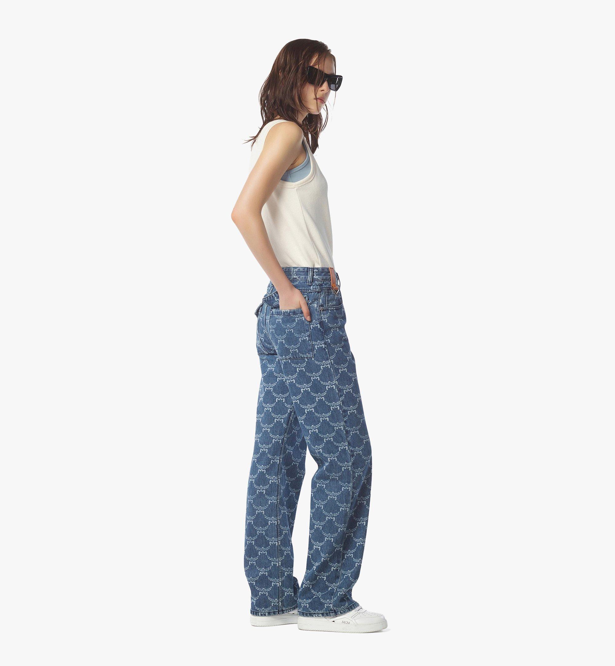 MCM Lauretos Monogram Denim Jeans Purple MHPEAMM02LI052 Alternate View 2
