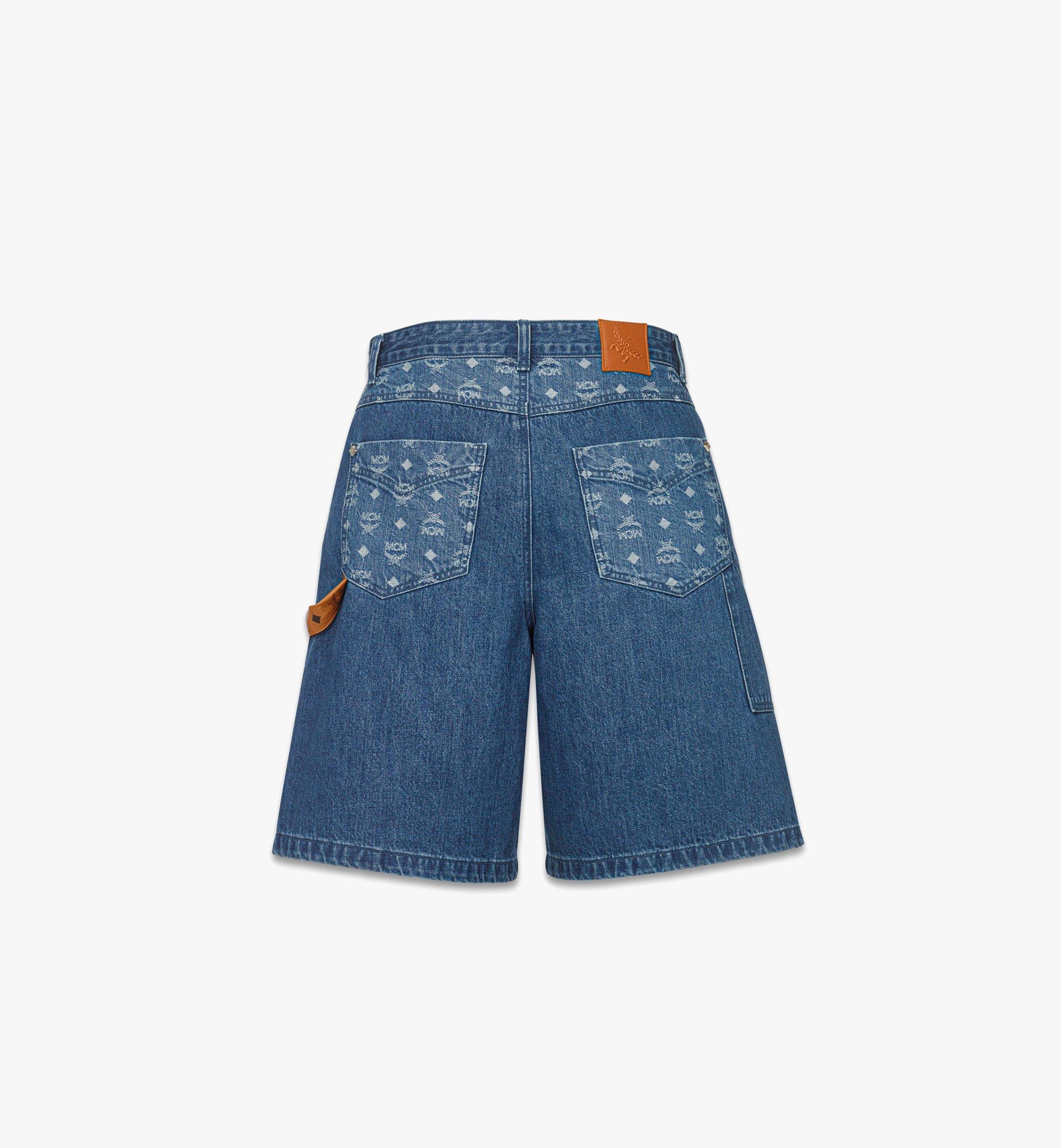 MCM Monogram Shorts in Denim Jacquard Blue MHPFAMM01HD050 Alternate View 1