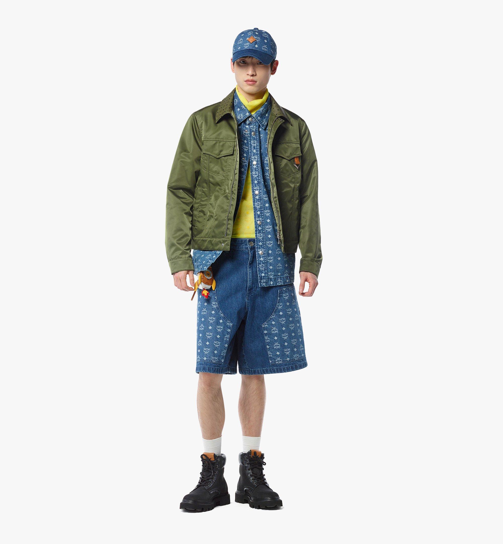MCM Monogram Shorts in Denim Jacquard Blue MHPFAMM01HD050 Alternate View 2
