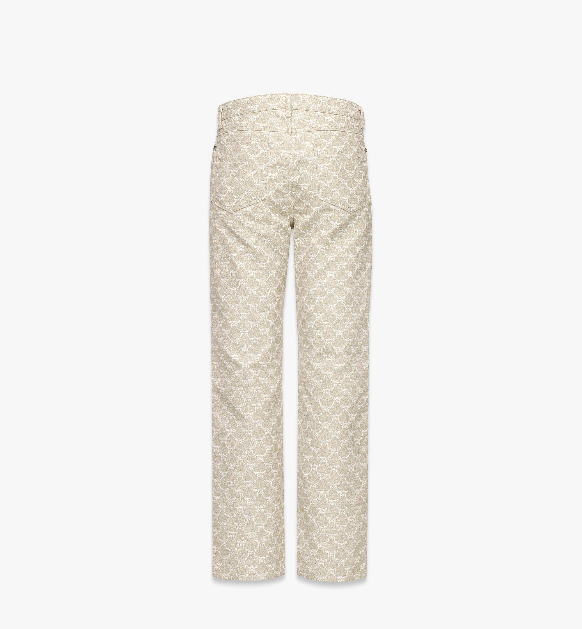 MCM Lauretos Pants in Denim Jacquard Beige MHPFSMM03I9046 Alternate View 1