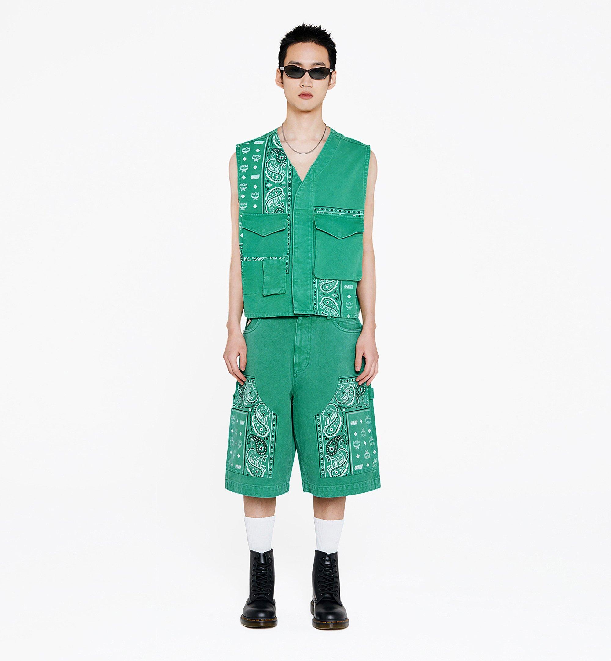 MCM X KASINA Bandana Monogram Shorts in Denim Jacquard