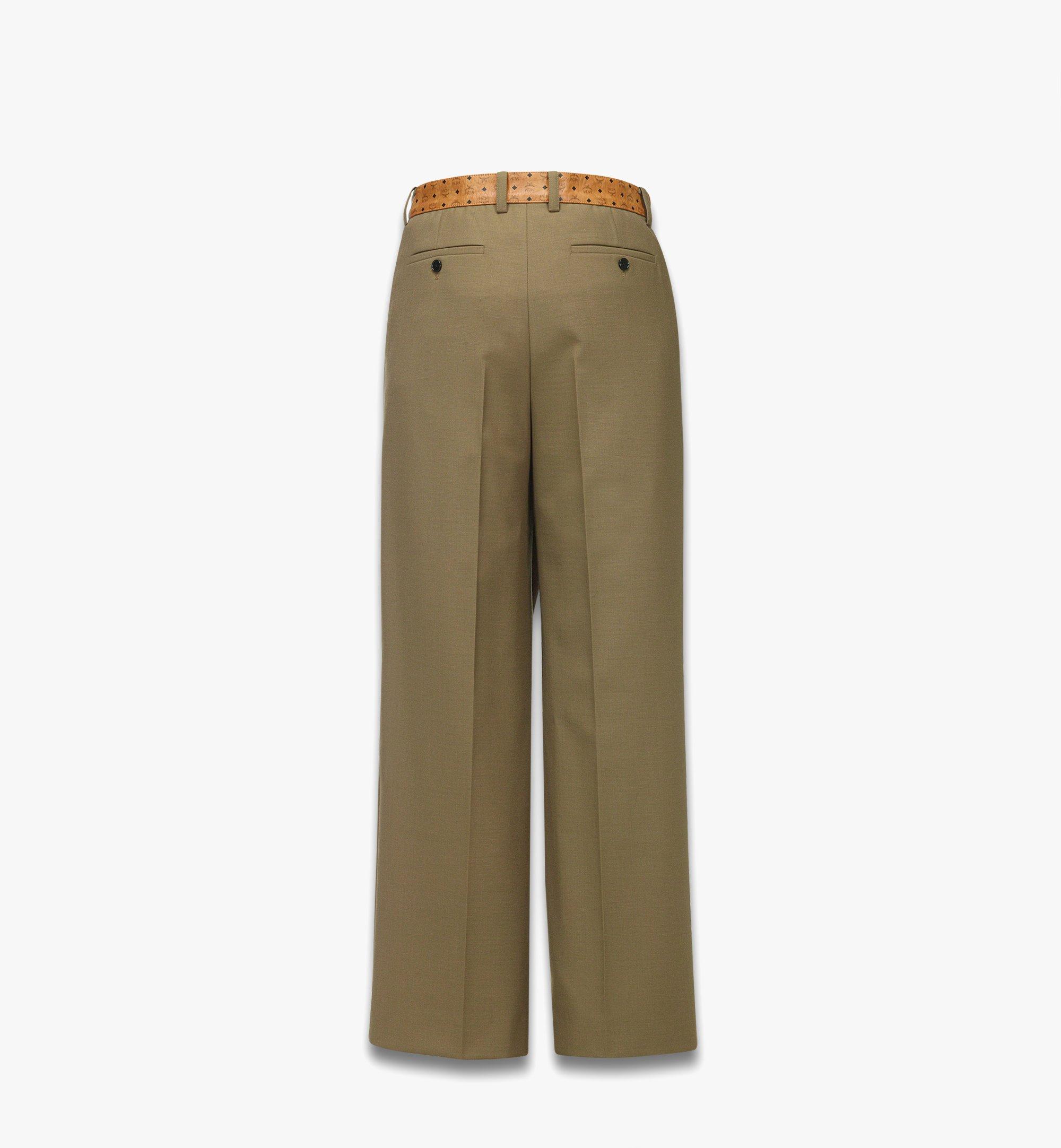 Pants Wool Twill and Monogram Print Leather