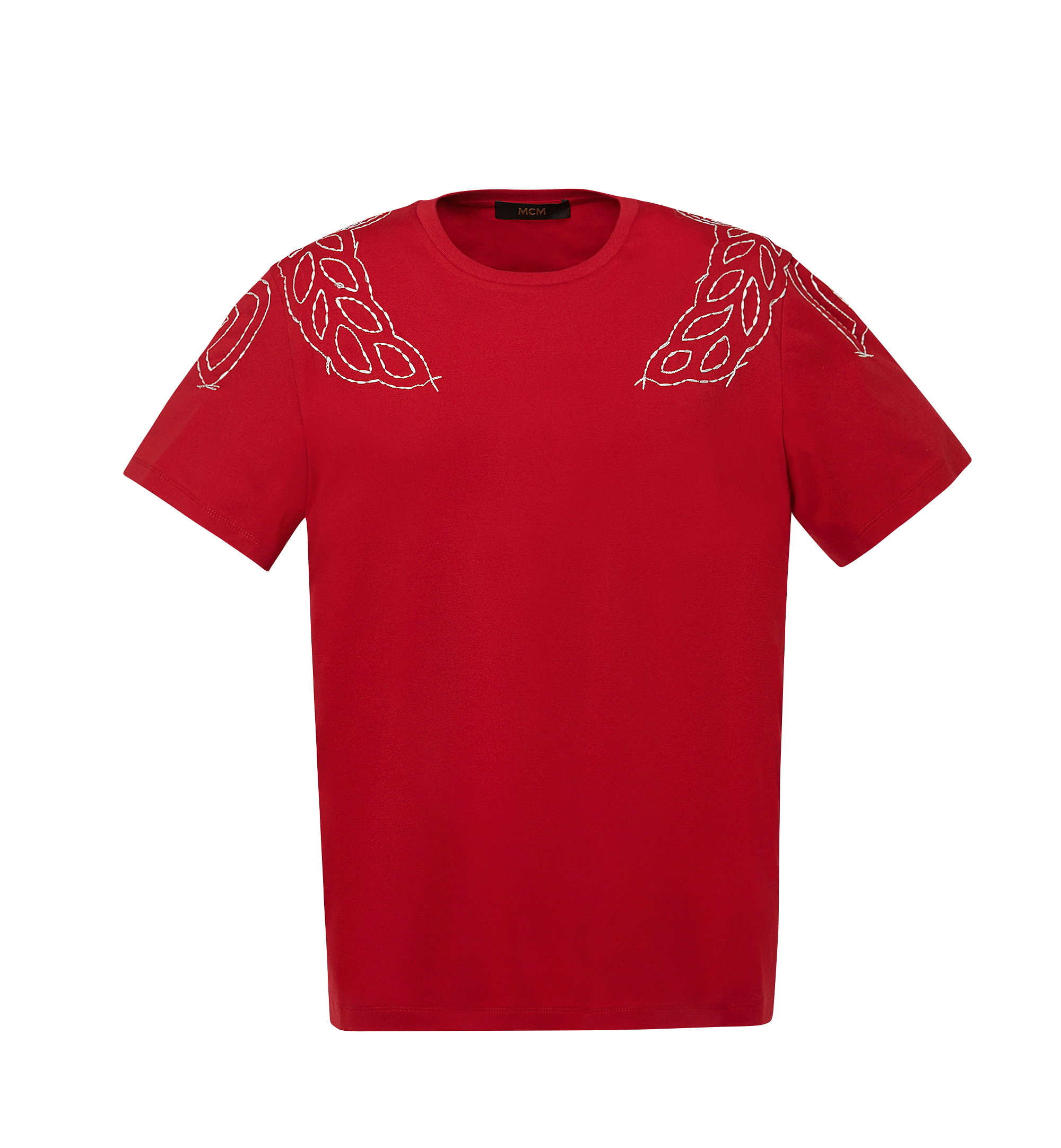 MCM Men's Laurel Stitch T-Shirt Red MHT8SMM21RU0XL Alternate View 1