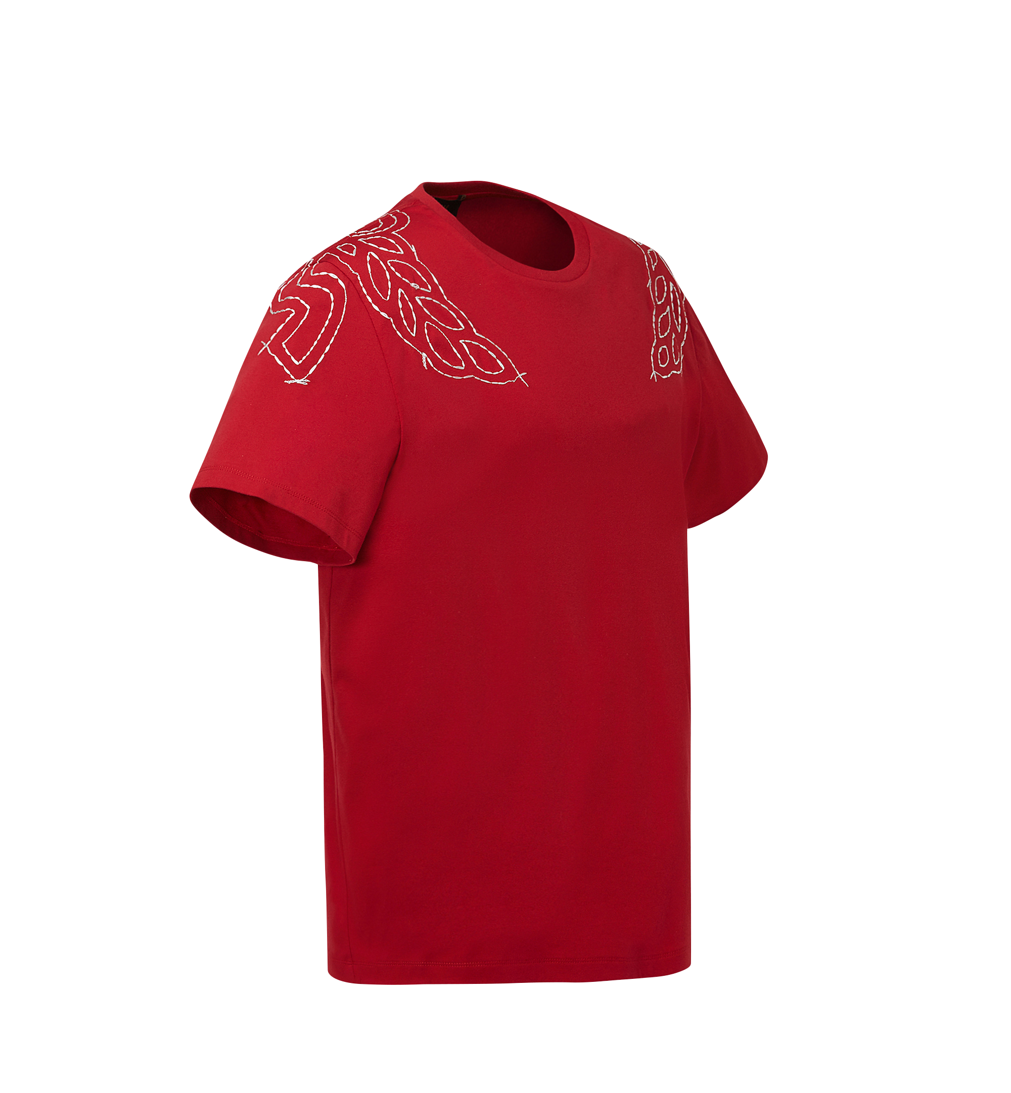 MCM Men's Laurel Stitch T-Shirt Red MHT8SMM21RU0XL Alternate View 1