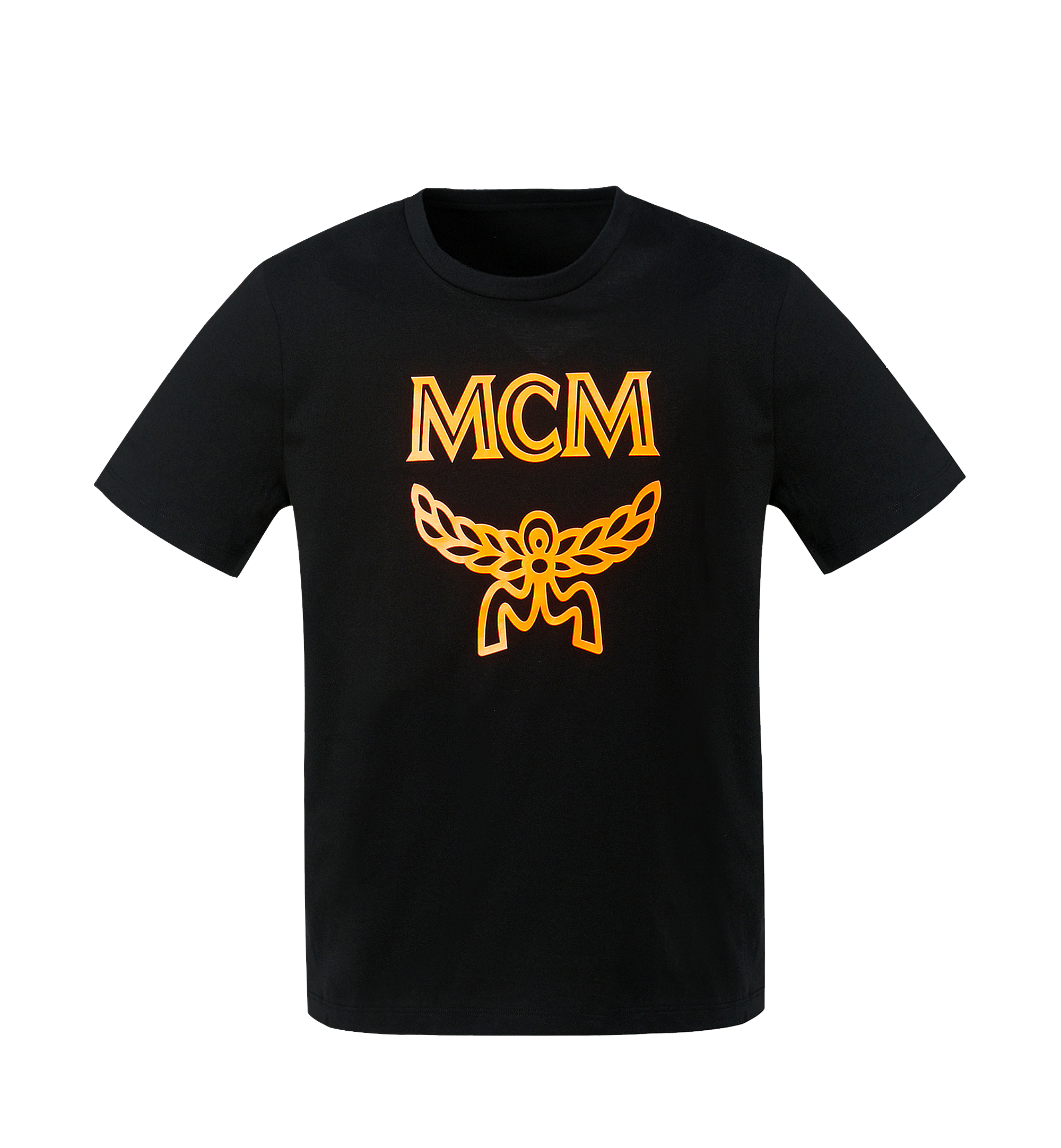 Mcm Men's Tonal Logo Print T-shirt In Neon Orange