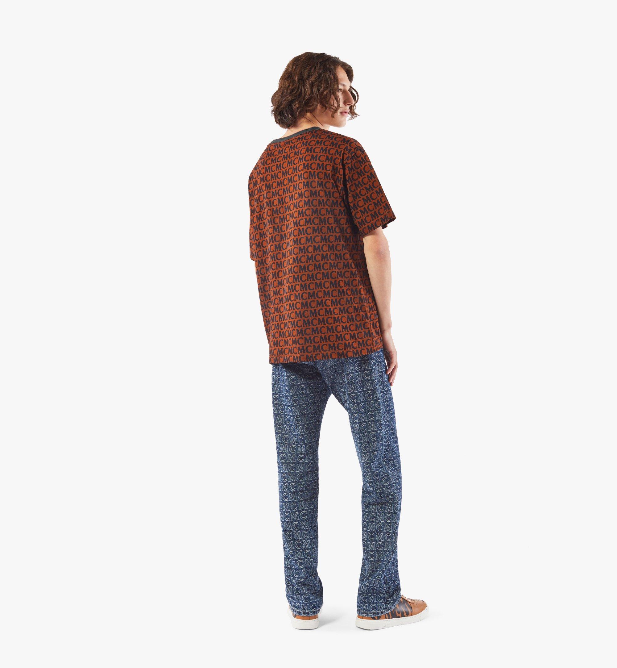 MCM Men's MCM Monogram Print T-Shirt in Organic Cotton Brown MHTAAMD01C400M Alternate View 2