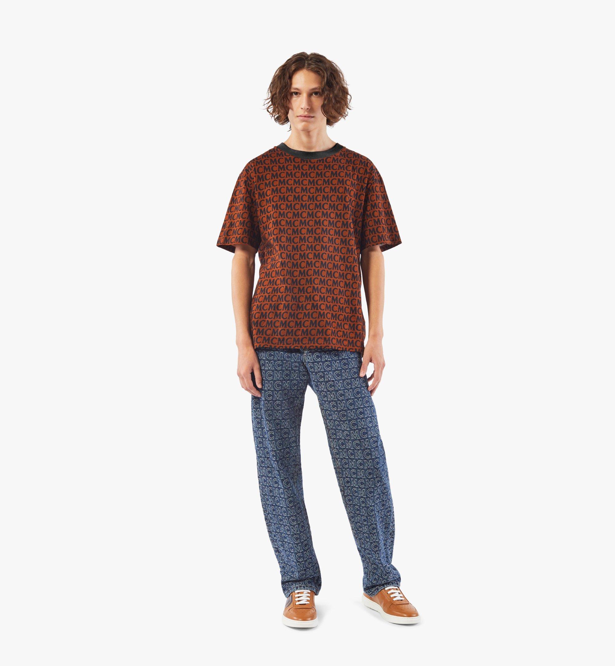 MCM Men's MCM Monogram Print T-Shirt in Organic Cotton Brown MHTAAMD01C400S Alternate View 3