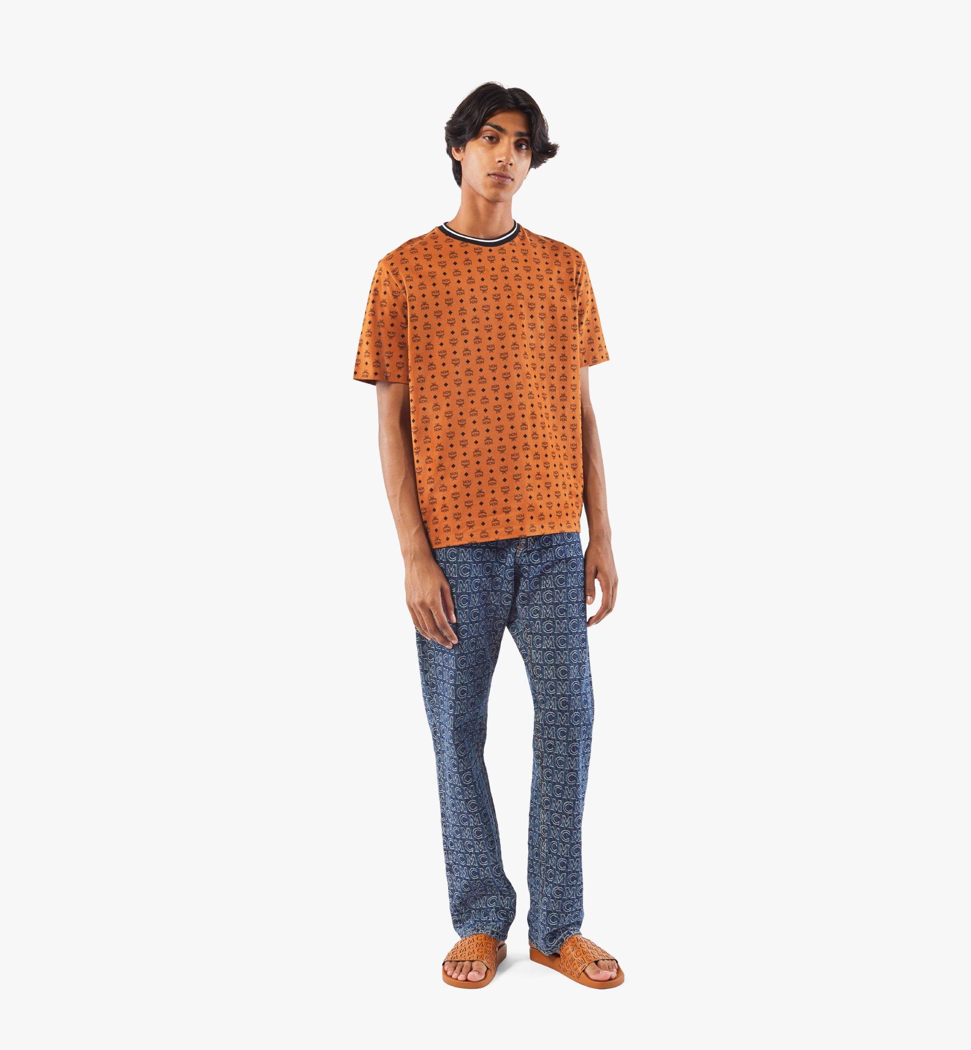 Regular-fit pure-cotton T-shirt with monogram jacquard