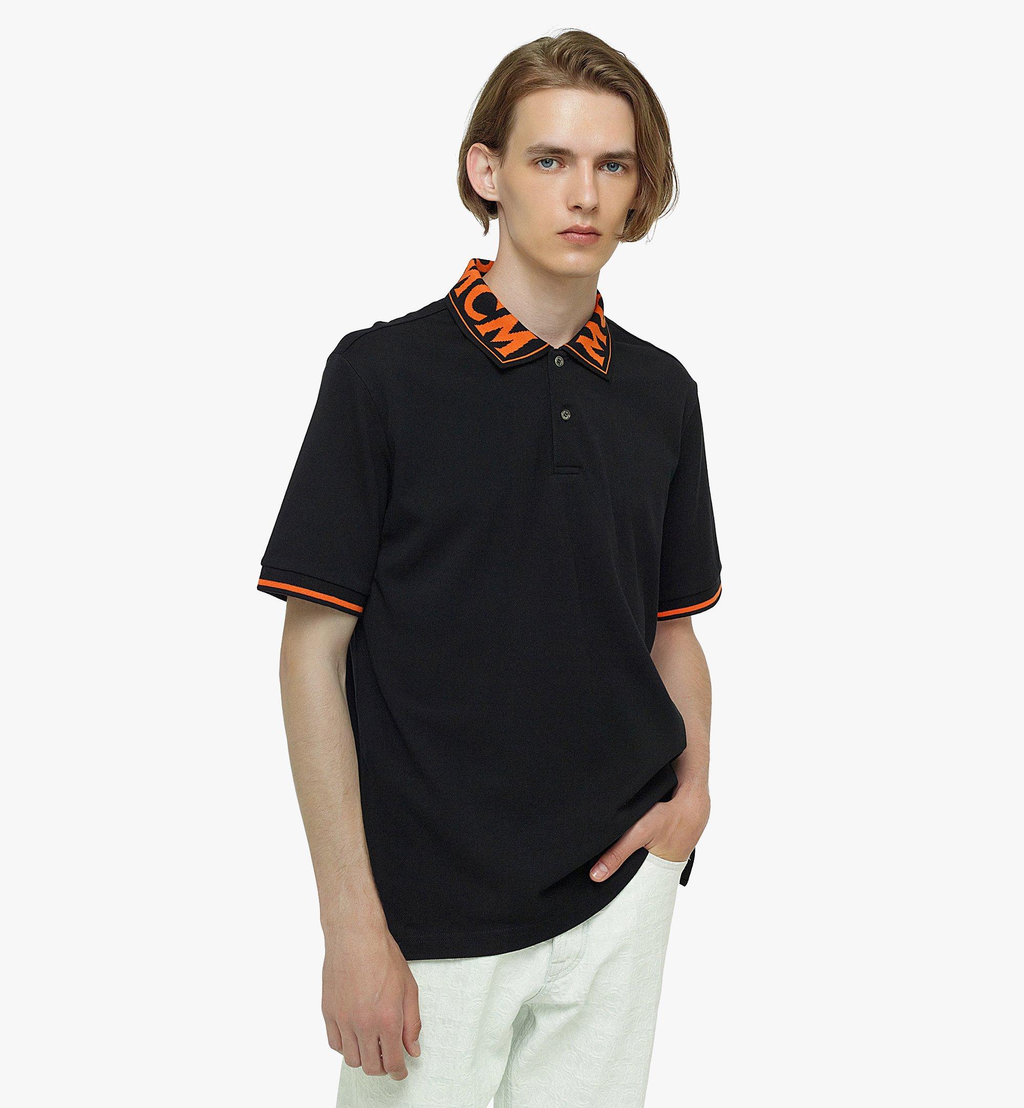 MCM Men’s Logo Polo Shirt in Cotton Piqué Orange MHTBAMM04O900L Alternate View 2